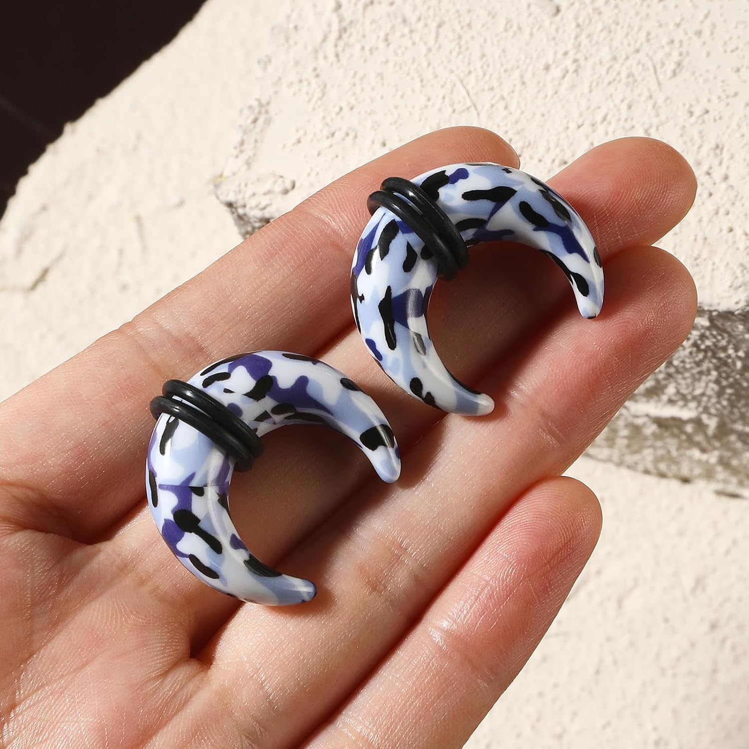 18PCS Septum Tapers Acrylic Pincher Kit C Shape Buffalo Gauges Stretching Expander Rings for Nose and Ear Size 14G-00G