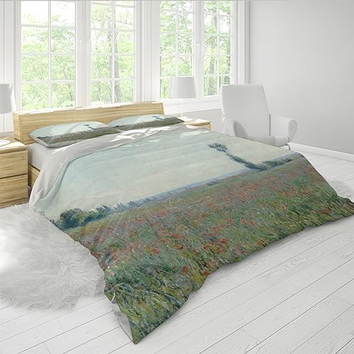 Miniatura 2 de Claude Monet Funda nórdica 3pc Paisaje de granja Juego de ropa de cama Cálida cubierta transpirable de edredón de microfibra con cierre de