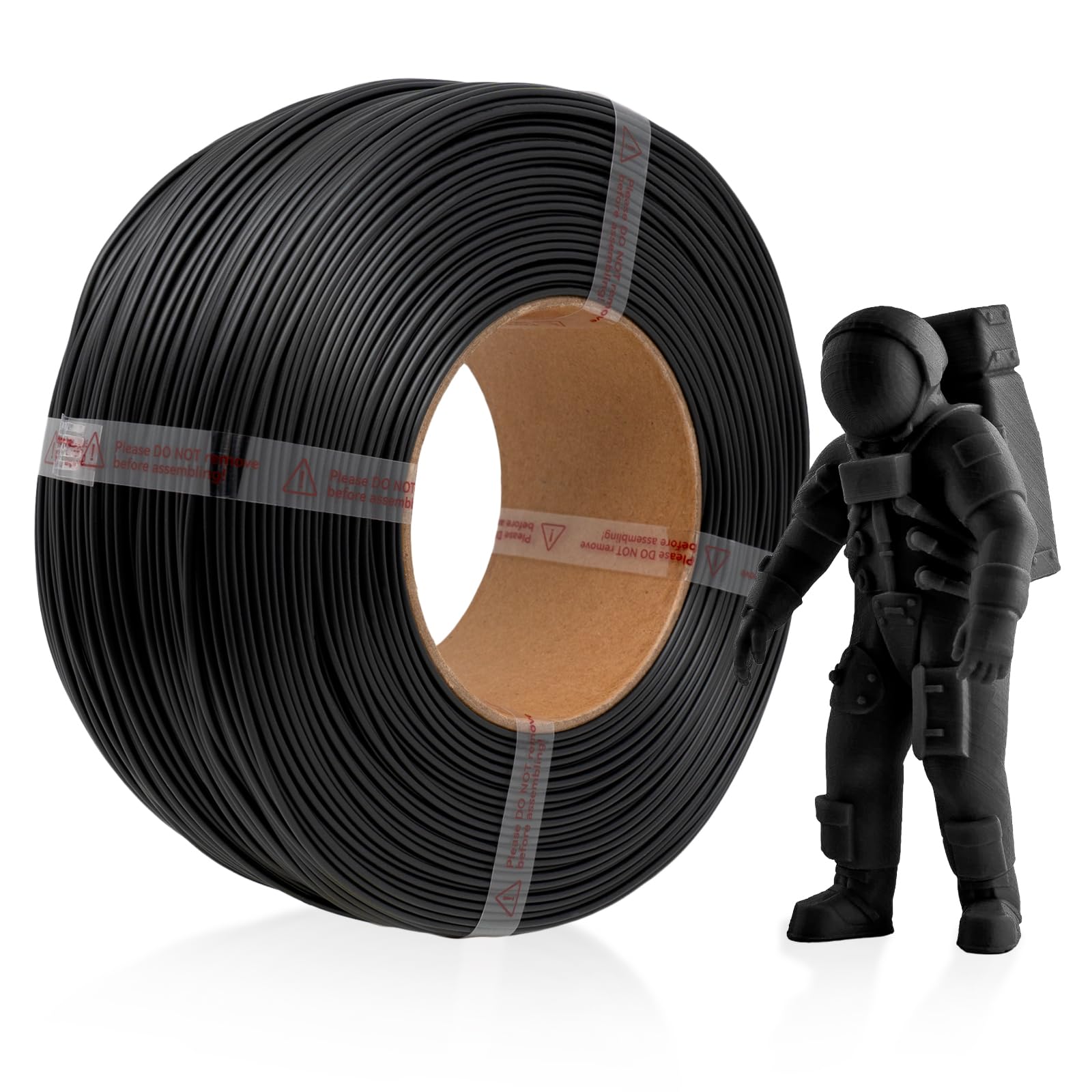 HATCHBOX 1.75mm PLA 3D Printer Filament Refill, Includes 1 Refillable 1 KG Spool for 3D Printing, Dimensional Accuracy +/- 0.03mm, Black