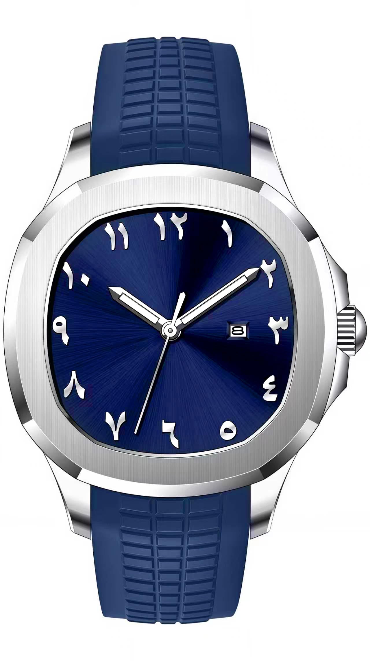 Gosasa Orologio da uomo con numeri arabi con lancette luminose, orologio da polso al quarzo impermeabile fino a 30 m, display della data, cinturino in silicone morbido - cassa da 1,65 pollici