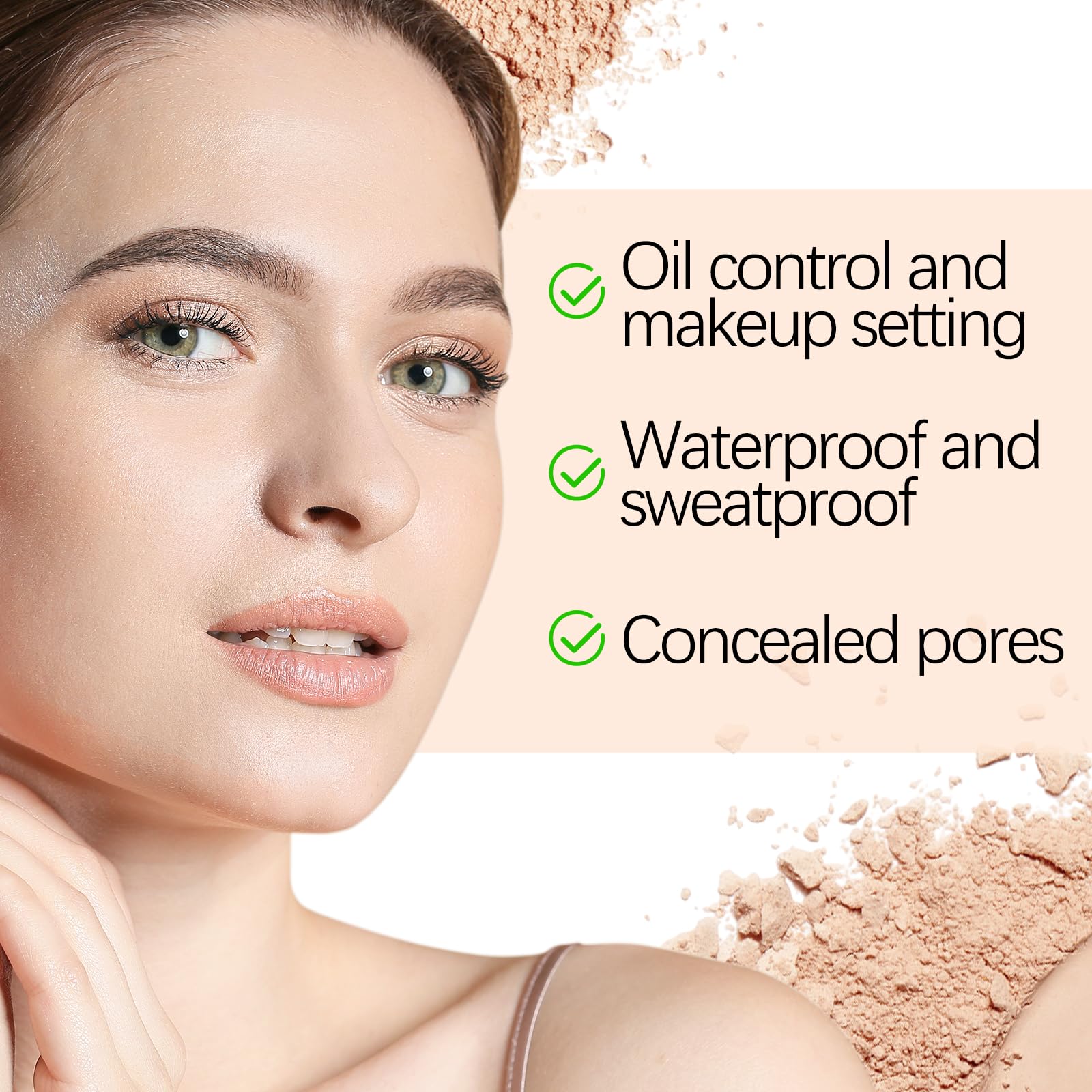 Boobeen Oil Control Face Pressed Setting Powder Compact, 24 Hour Long Lasting Translucent Setting Powder - Image 4