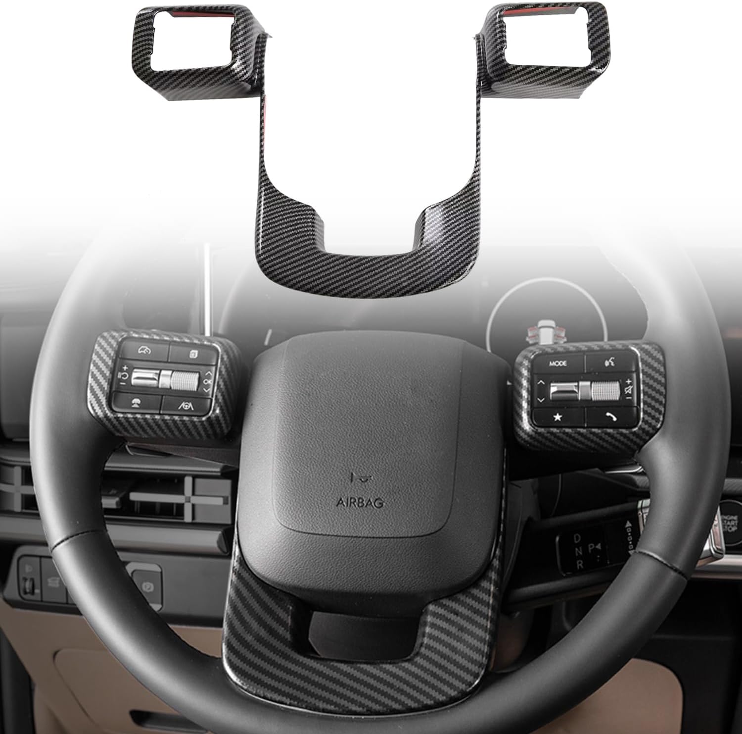 for Hyundai Santa Fe 2023-2025 ABS Carbon Fiber Steering Button Trim 1pcs Car Accessories