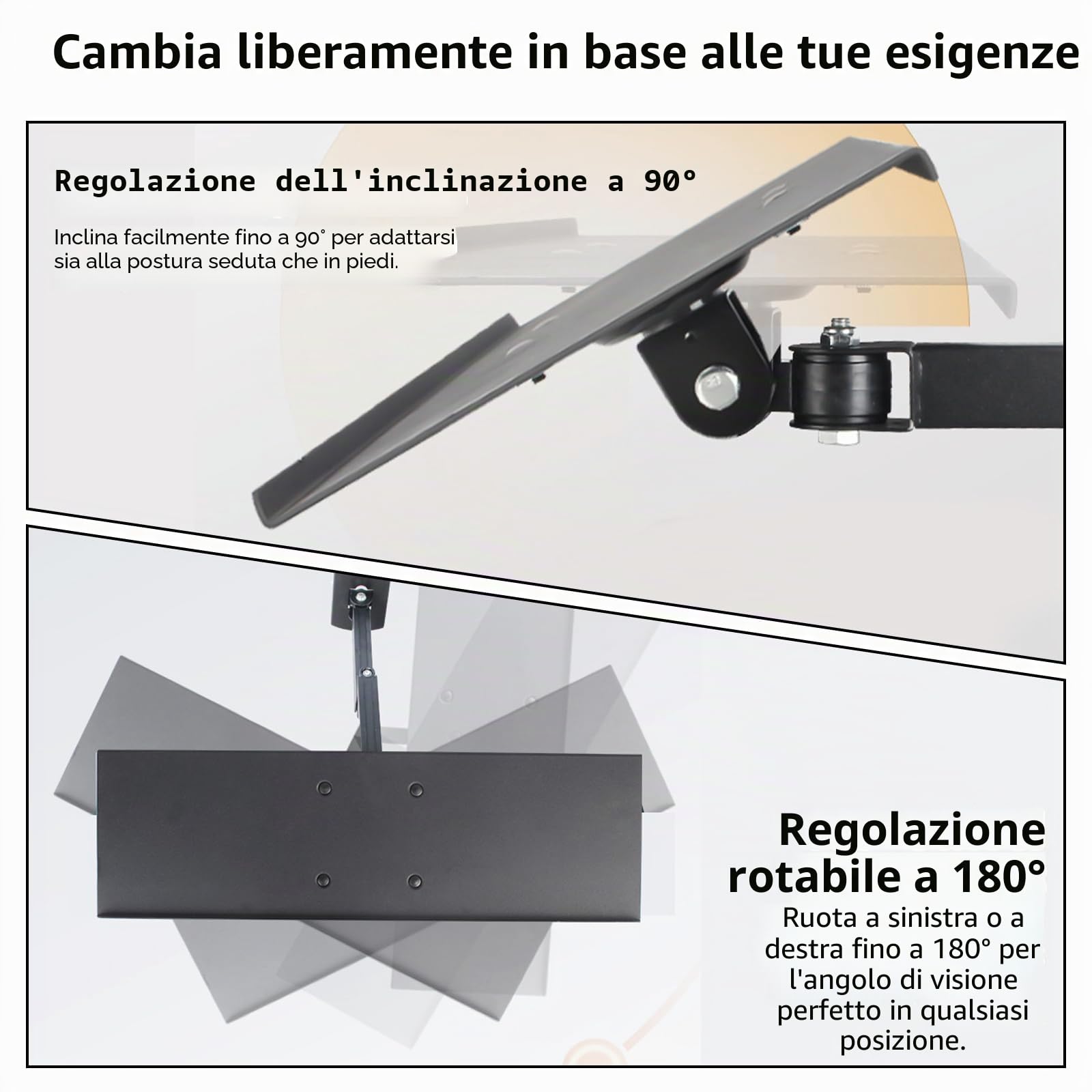 Upgrade 2025 - Supporto da parete per laptop con braccio telescopico, 400 x 300 mm, piastra di conducibilità di 90°, girevole a 180°, per laptop, tablet, notebook e tastiera