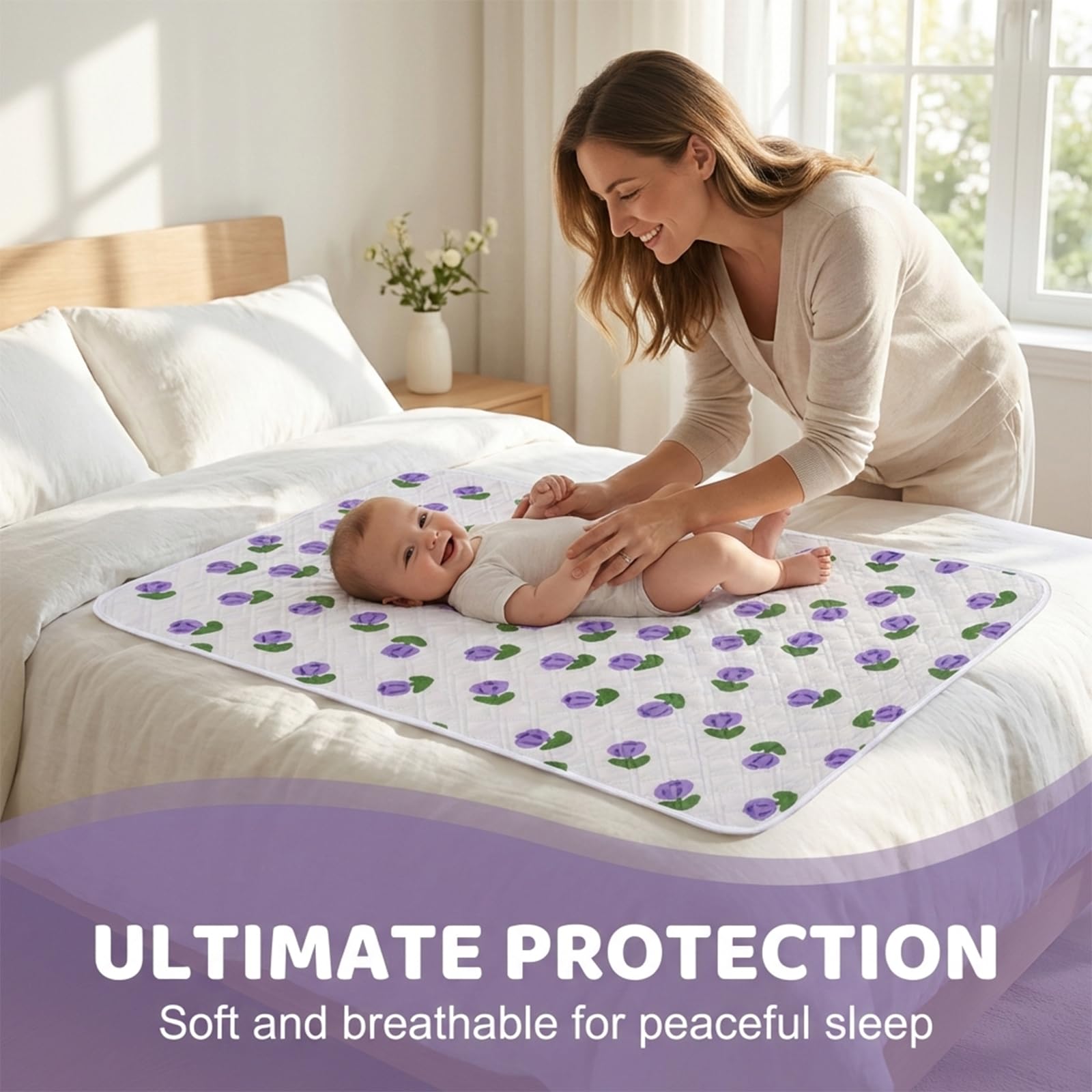 Set 2 Traverse Letto 70x90cm Impermeabili Ultra Morbide Lavabili Riutilizzabili per Neonati Bambini Adulti