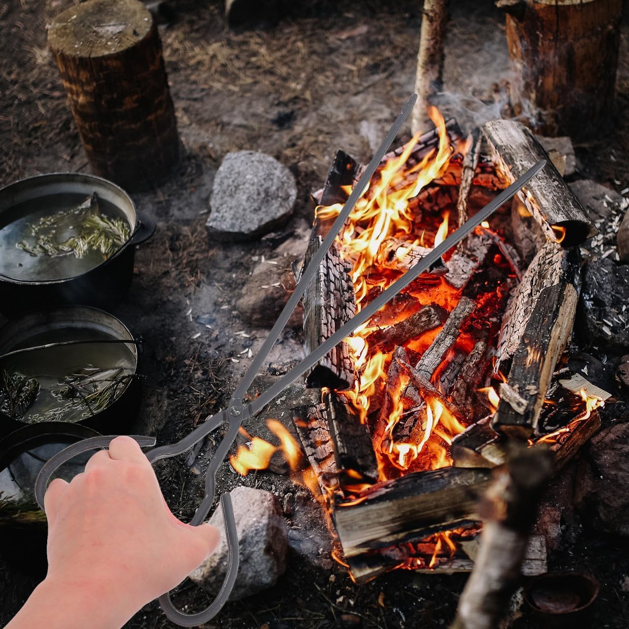 Hochleistungsfähige, Extra Lange Feuerzange Mit Rutschfestem Griff – Perfekt Für Holzkohle, Brennholz, Grill, Lagerfeuer Und Kamin