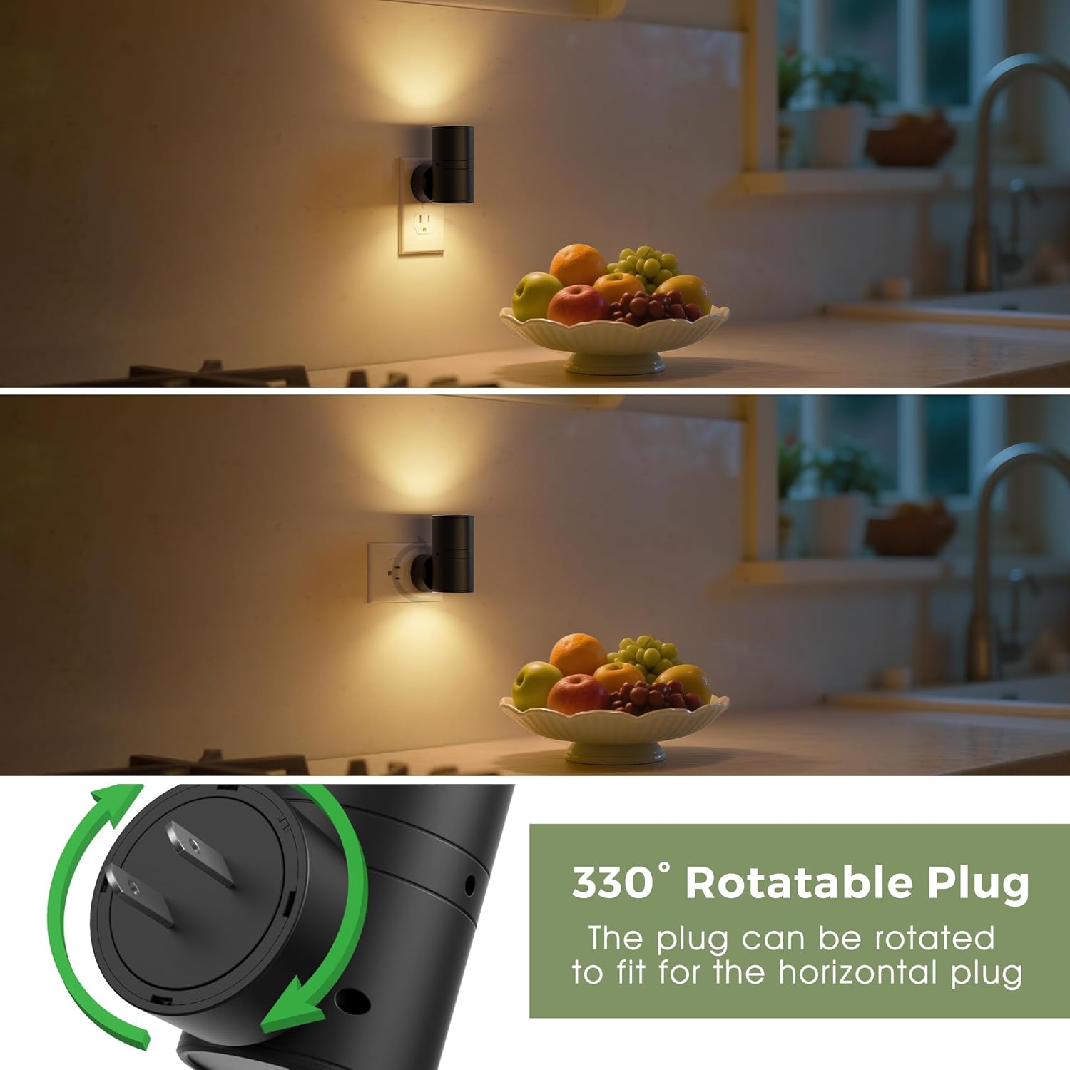 L LOHAS LED Night Light, Night Lights Plug into Wall with 5 Colors, Dusk to Dawn Sensor, 330° Rotating LED Nightlight Plug In for Kids, Dimmable Night Light for Hallway Bedroom Bathroom Adults, 2 Pack