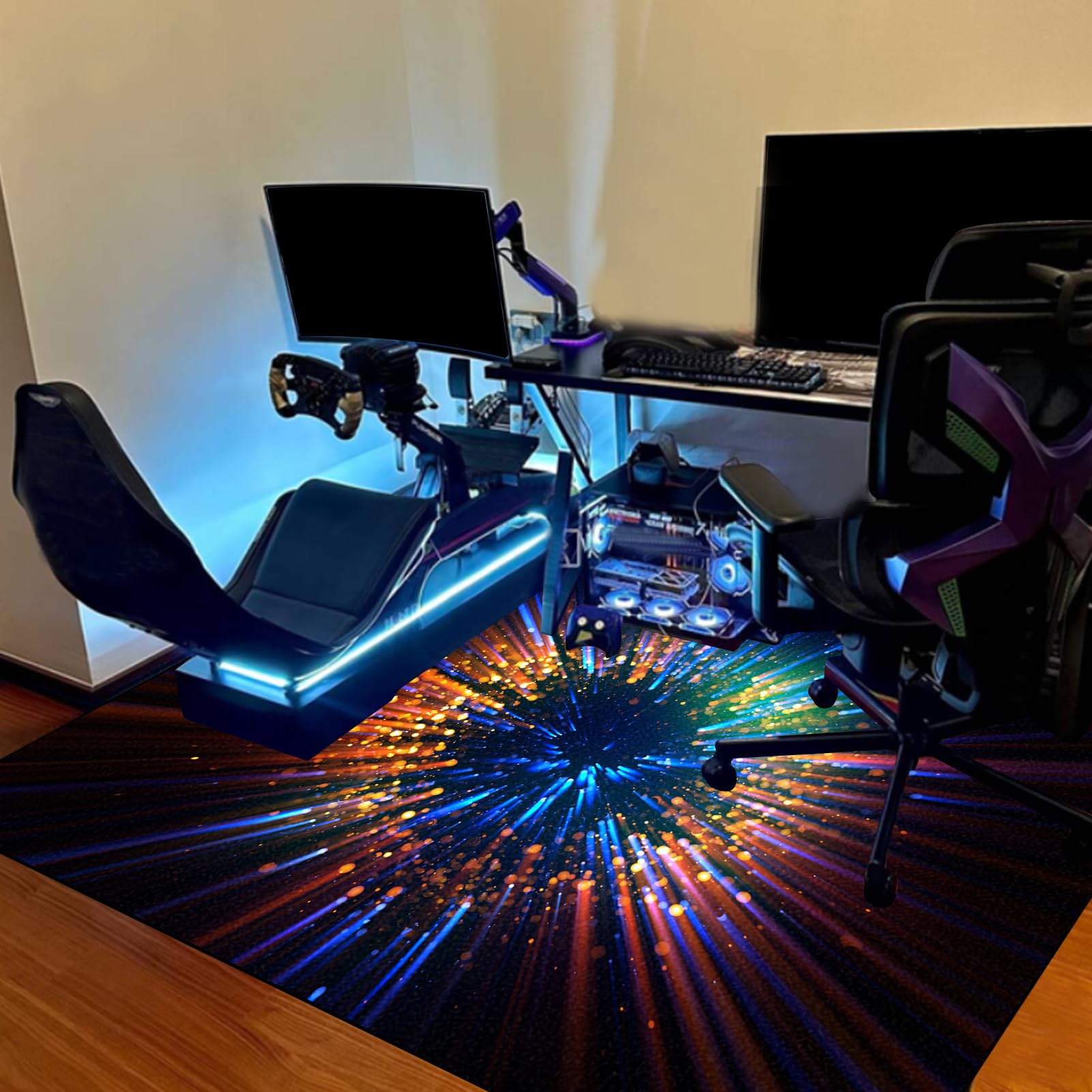 Tappeto Sedia Gaming, Tappetino Protettivo per Pavimenti Duri, Ufficio Protettore del Pavimento Protezione Parquet e Pavimenti Duri, Antiscivolo, Tappeto Salvapavimento per Home Office 100 x 120 cm