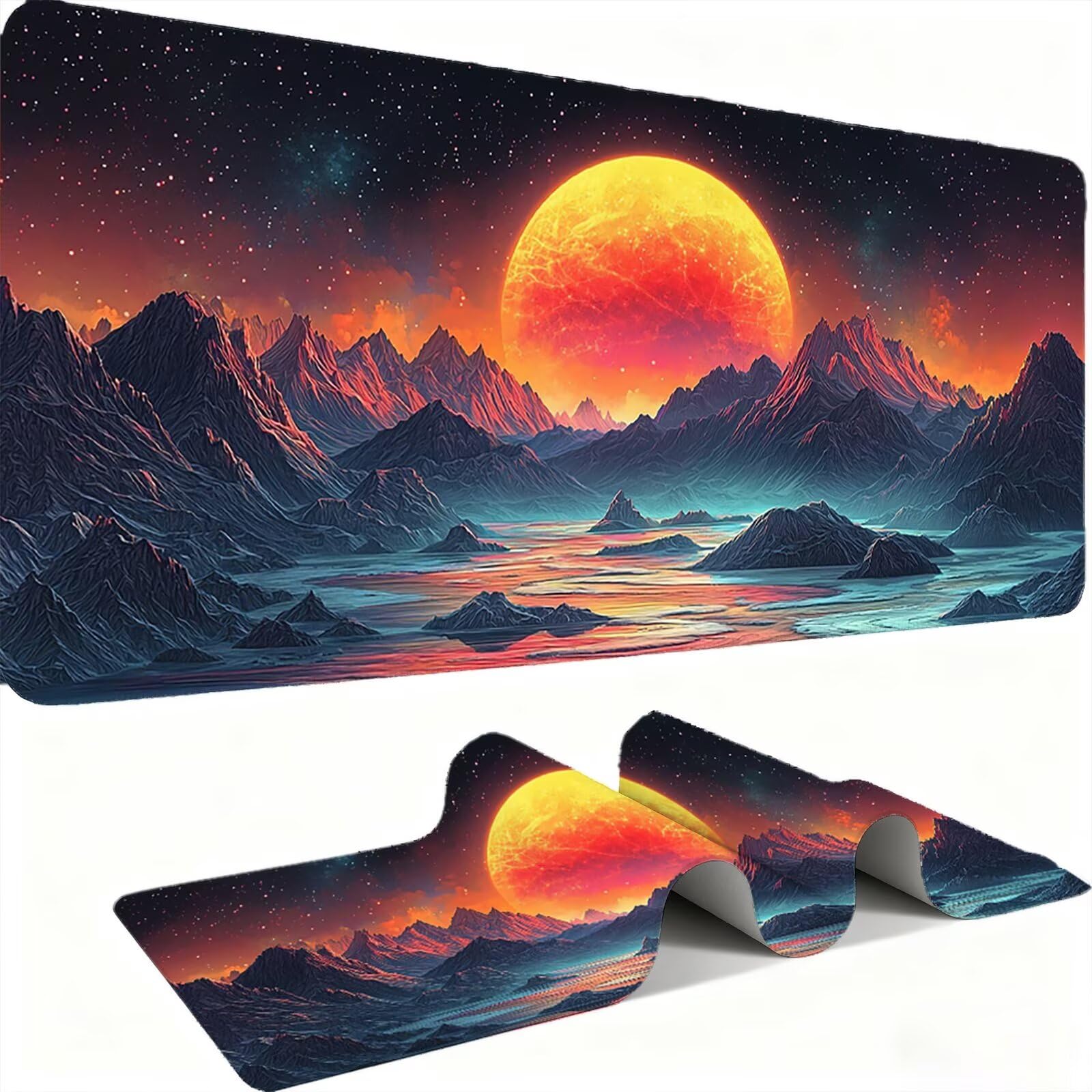 Podkładka pod mysz 1200x600mm Podkładka pod mysz dla graczy, podkładka pod mysz na biurko ultra cienka antypoślizgowa gumowa podstawa zmywalna prędkość ulepszona precyzja komputer, praca zachód słońca