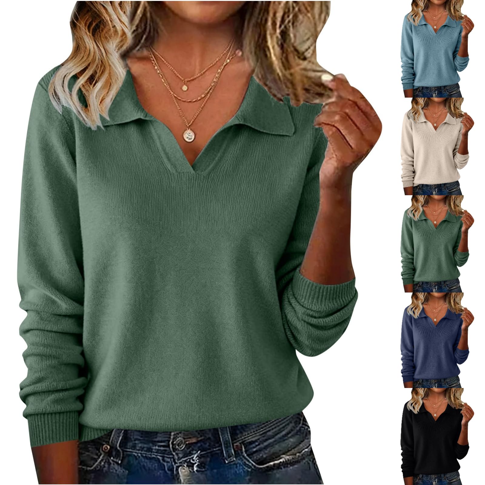 Warm Cashmere Sweaters for Women Lapel Soft Knit Pullover Sweater Casual Loose Long Sleeve 2025 Fall Winter Clothing