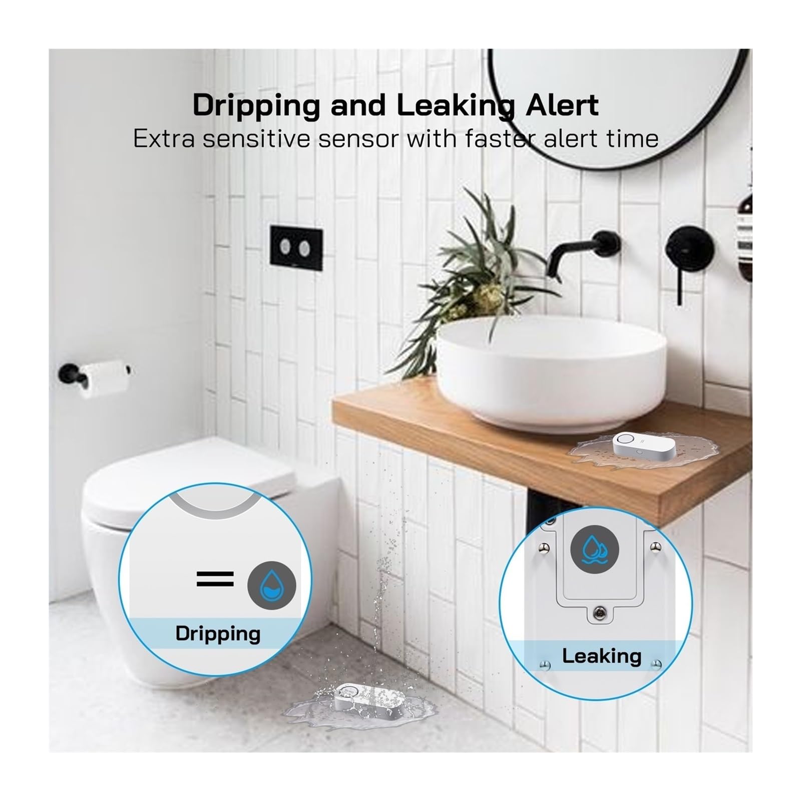 Alarme Intelligente, Alarme Intelligente, Alerte De Fuite D'eau, Détecteur, Capteur, Sirène 100db, + Hub, Notification D'alerte Via Application(1 PCS Sensor)