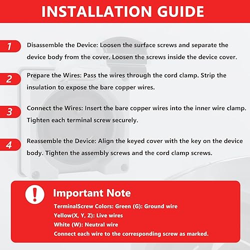 Miniatura 8 de Newdeli Caja de toma de corriente de 50 amperios NEMA 14-50R Rv Panel de toma de corriente eléctrica de 125250 voltios, caja de salida impermeable