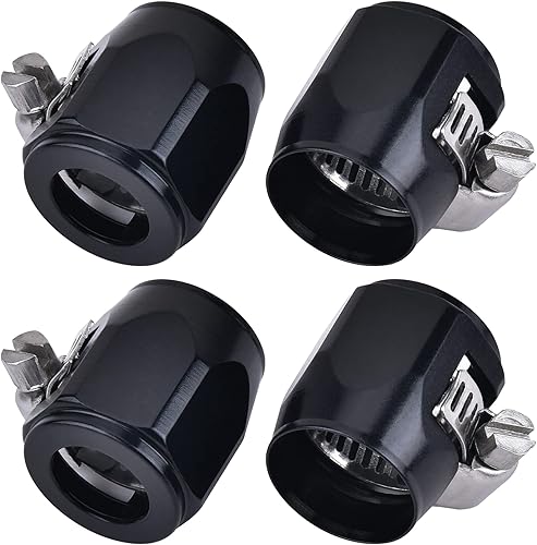 EVIL ENERGY 8AN - Abrazadera de acabado de manguera de aluminio negro, 4 unidades