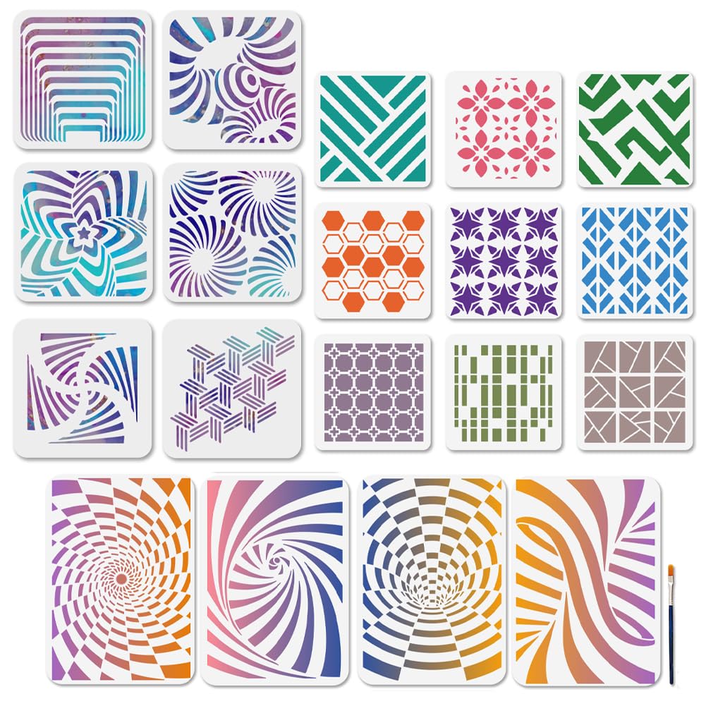 Pochoir texture géométrique 3D motif de ruche pour peinture murale et décoration bois 19 pcs