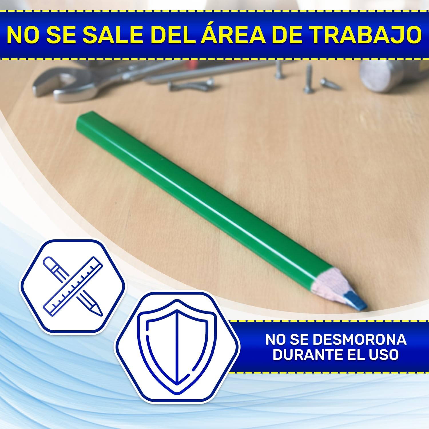 MONTERAL 12 Piezas Lapiz Obra de 250 mm con Grafito 4H - Lapiz Albañil Tienen Cuerpo de Color Verde - Apto para Superficies de Hormigón y Ladrillo