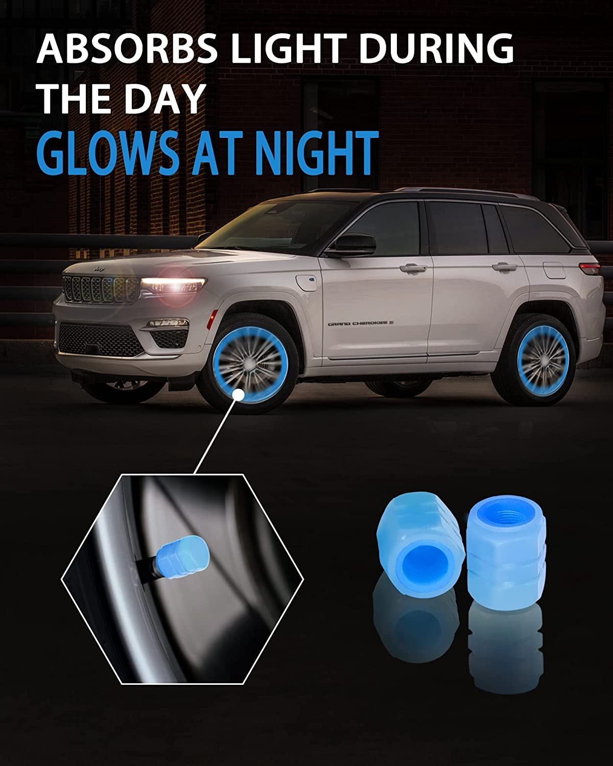 4-Piece Glow In The Dark Tire Valve Caps – Cute Animal Designs (Cow, Duck, Rabbit, Etc.), Universal Fit For Cars, Bikes, Motorcycles