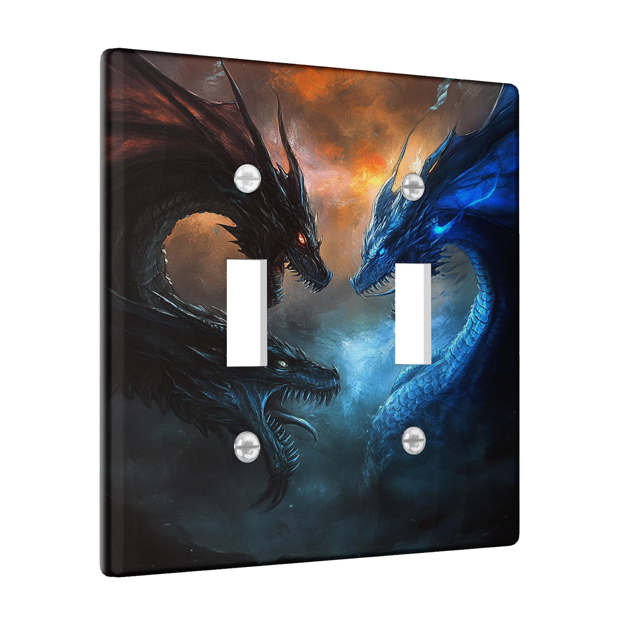 Gothic Dragon Single Toggle Light Switch Cover – Dark Fantasy Architecture, Thermoplastic, Standard Size
