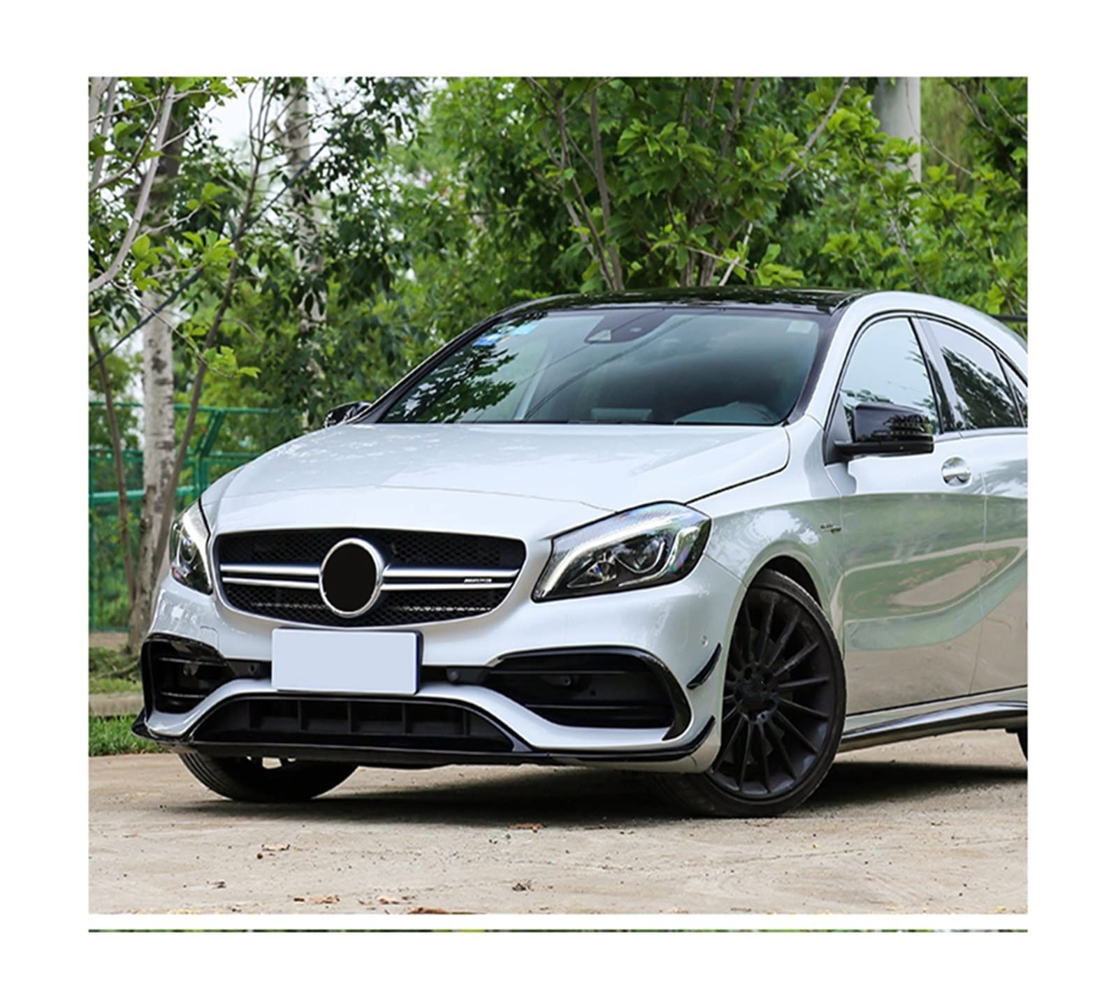 Samochód 8 Sztuk Przedni Spojler Zderzaka Spoiler Rozdzielacze Canards Otwory Wentylacyjne Dla Mercedesa Dla Benz W176 A200 A250 A45 AMG Hatchback Sport 2016-2018