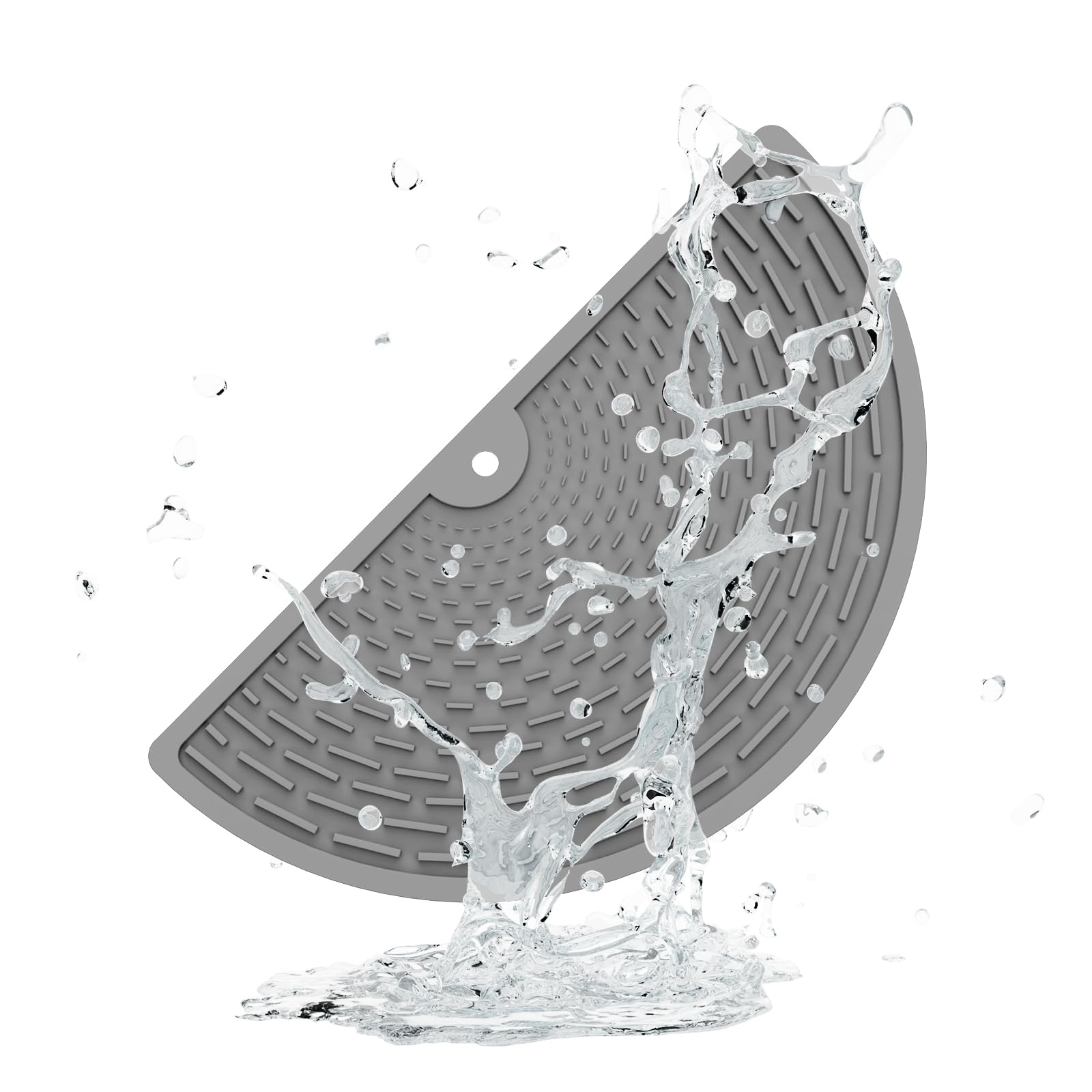 ZLRSilicone Dish Drying Mat for Kitchen Counter - Multi Usage Eco Friendly Drying Matt Kitchen Counter - Easy to Clean Heat Resistant Dish Drying Pad (Gray, Semicircle (D 13.8"))