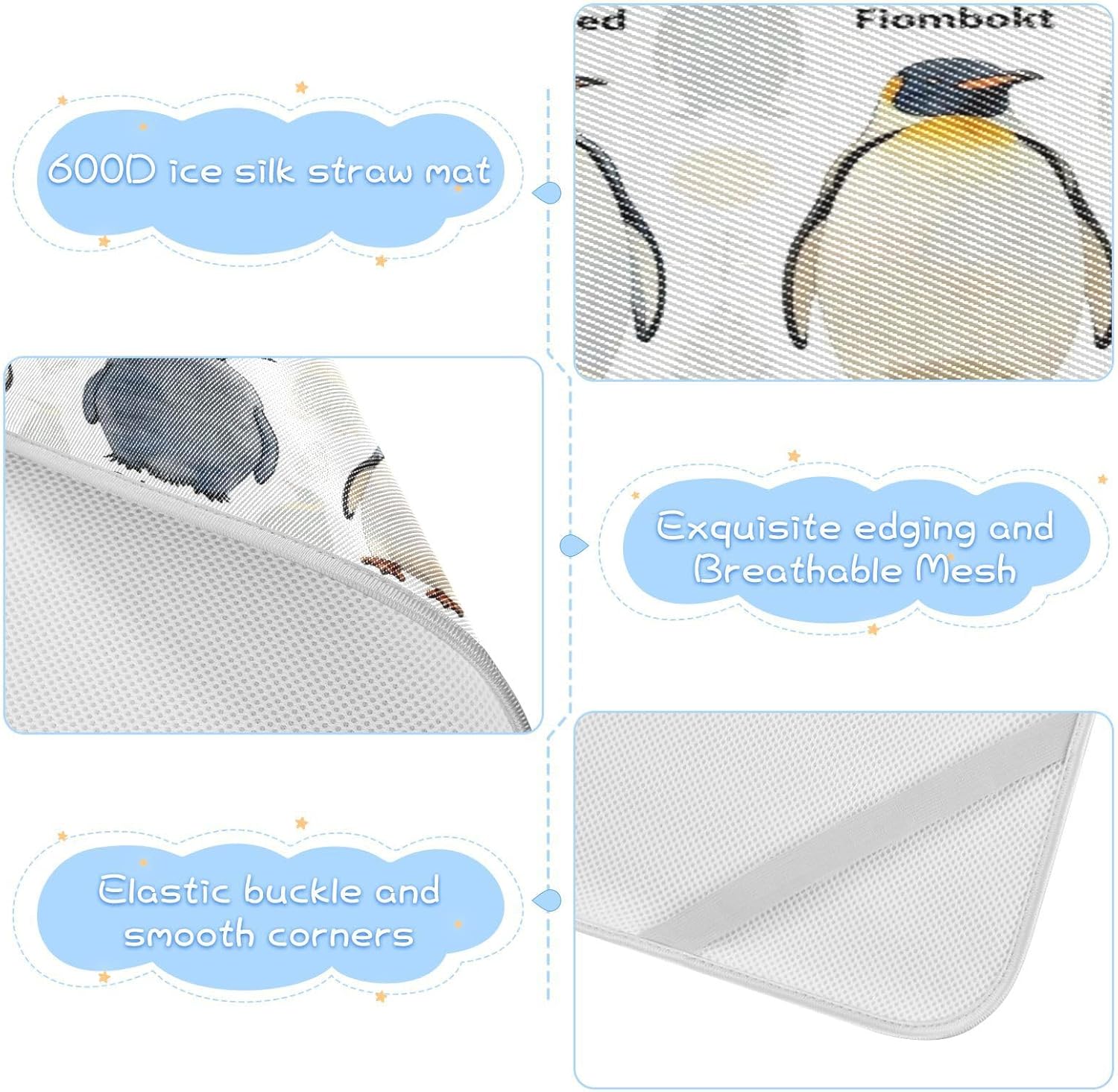 Cooling Baby Play Mattress 28" x 52" Absorbent Penguins Different Pads for Bed Washable for Kids, Adult