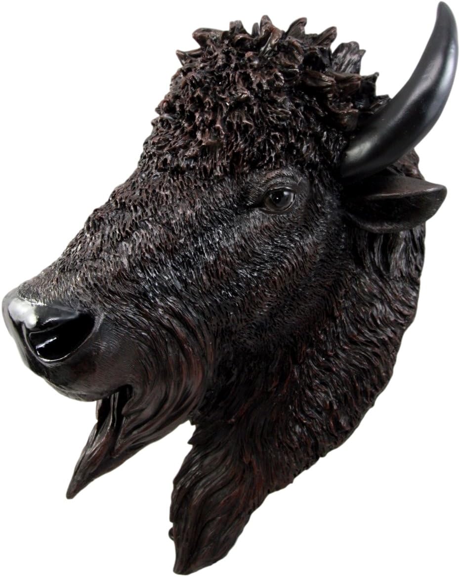 Ebros Gift Large North American Plains Native Wild Bison Buffalo Hanging Wall Decor Sculpture Plaque Figurine 18.5" H Resin Taxidermy Home Decor Gift For Wildlife Nature Lovers