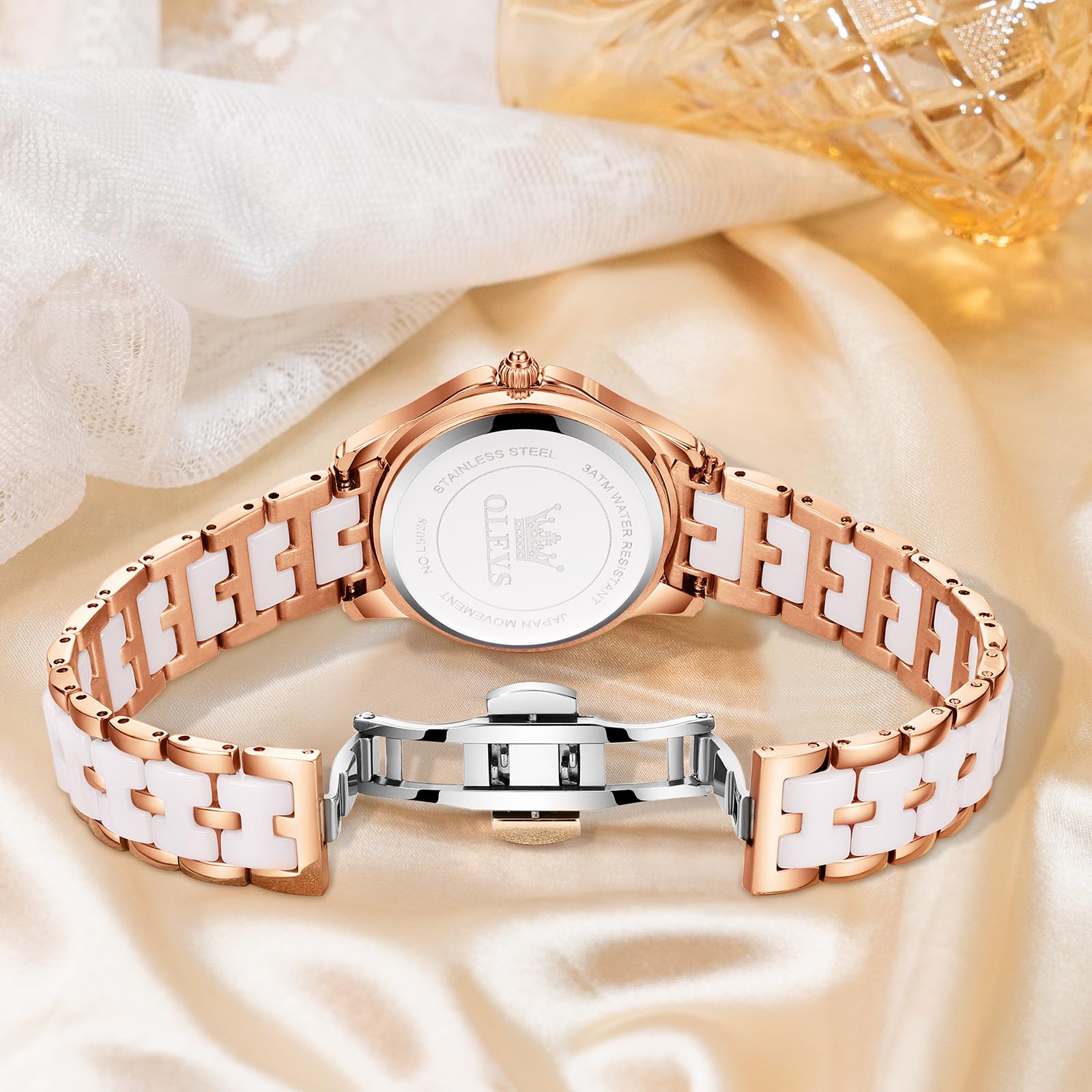 OLEVS Orologio da donna al quarzo in acciaio inossidabile con cinturino argento impermeabile 30 m luminoso cronografo quadrante multifunzione