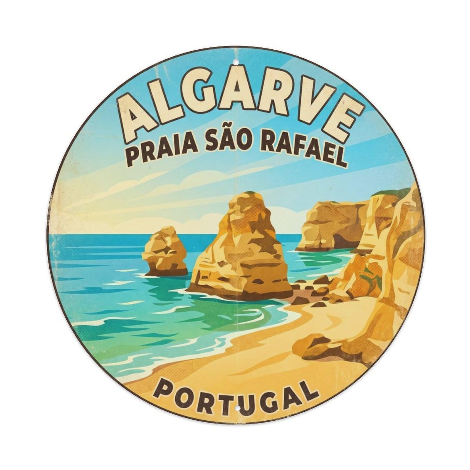 Olhnbad 08X08inch Style Heritage Portugal Algarve Coast Historic Travel Art Metal Tin Sign