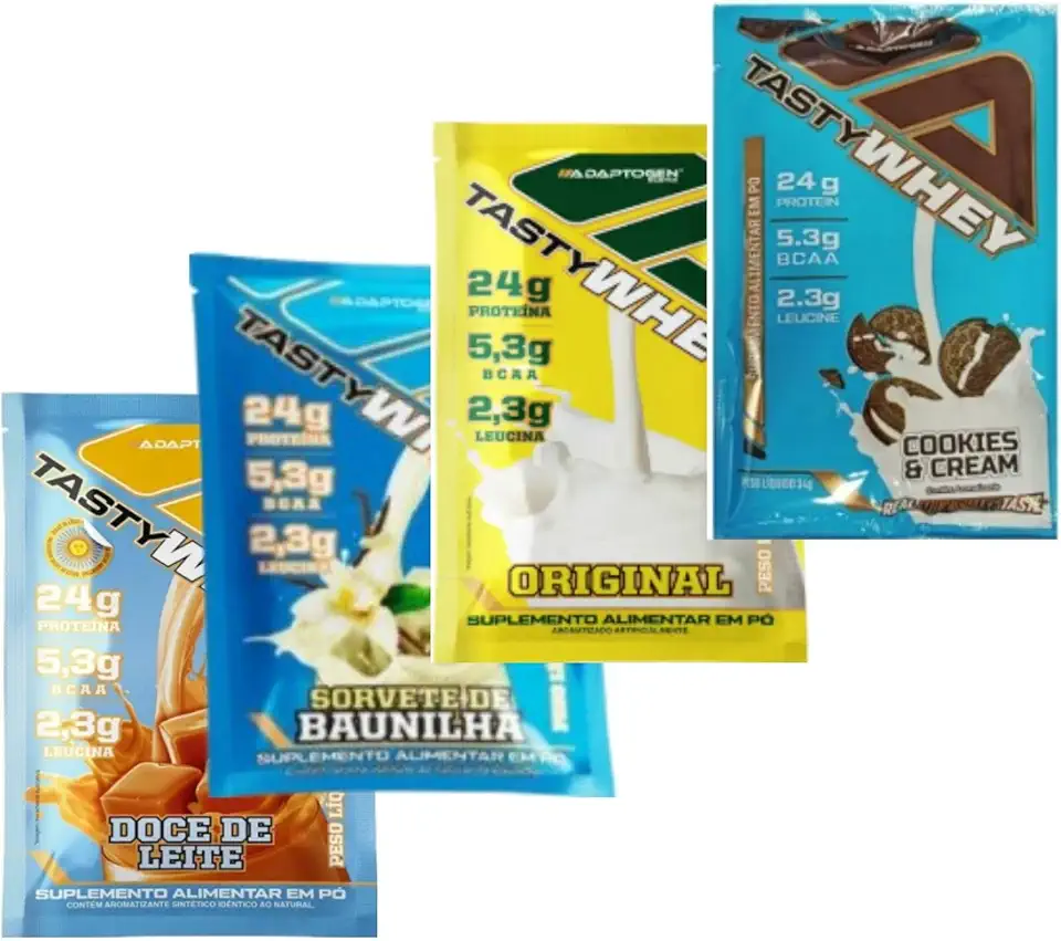Kit Tasty Whey 3W Gourmet - 4 Sabores | 24g Proteína | Whey Concentrado + Isolado + Hidrolisado | Zero Açúcar