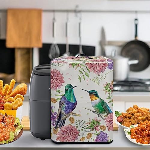 Miniatura 5 de ZFRXIGN Funda antipolvo para freidora de aire con diseño de colibríes, funda para electrodomésticos de cocina, reutilizable, bolsa para freidora de