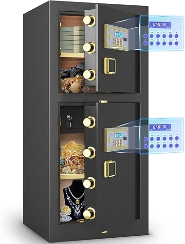 Miniatura 15 de Caja fuerte grande, caja fuerte para el hogar de 5.0 cachorros con llave retroiluminada y estante extraíble, caja fuerte para negocios con alarma