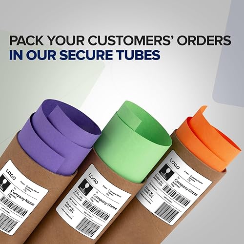 Miniatura 40 de Tubos de correo de papel kraft reforzado de 3 x 24 pulgadas, paquete de 4 tubos con 2 tapas cada uno, tubo de cartón fabricado en Estados Unidos