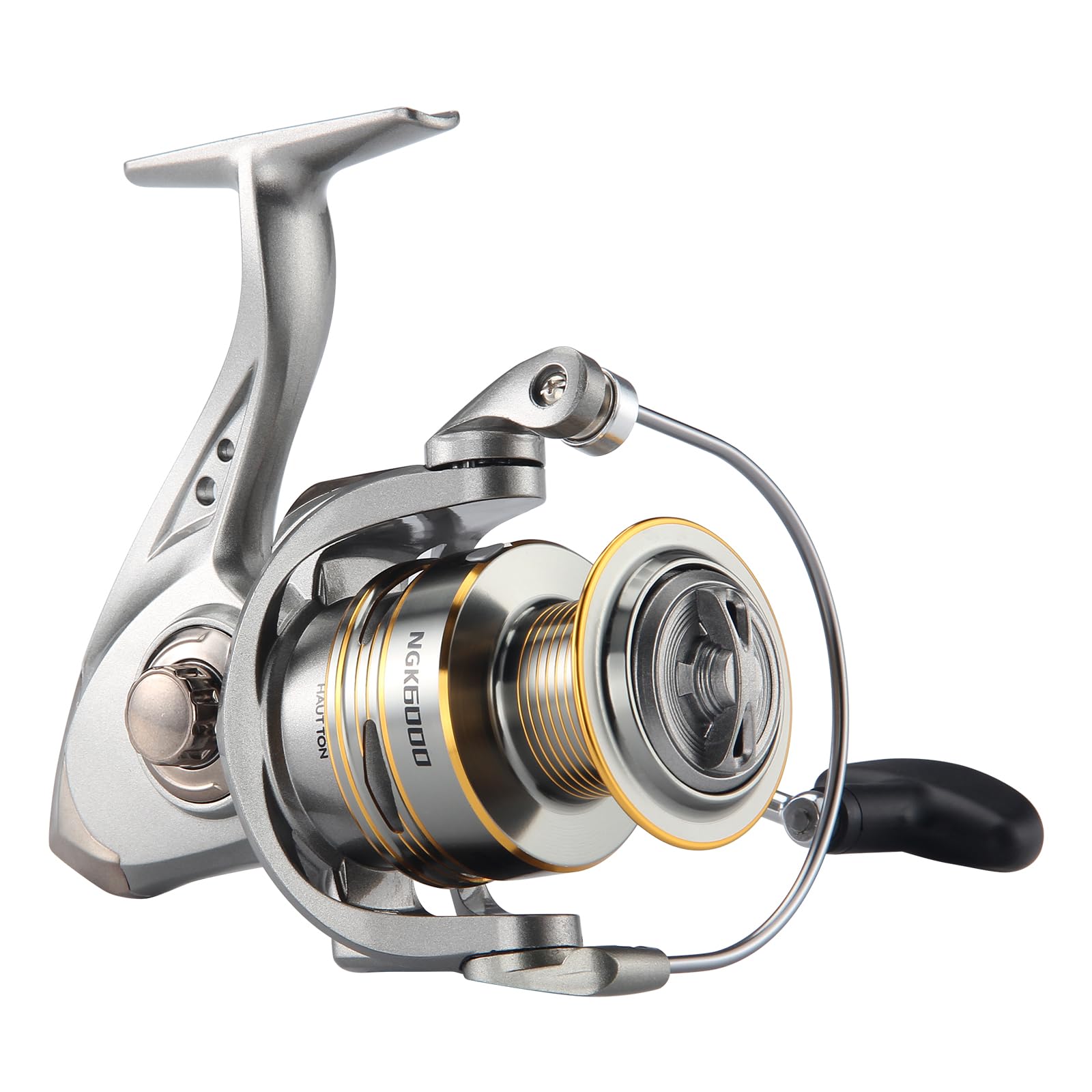 HAUT TON Spinning Reel 8000/9000/10000/12000/14000,6+1BB Metal Surf Fishing Reels,4.8:1 Gear Ratio 55lbs Drag Heavy Long Casting Inshore Saltwater Monster Fish (HT-NGK, 6000)