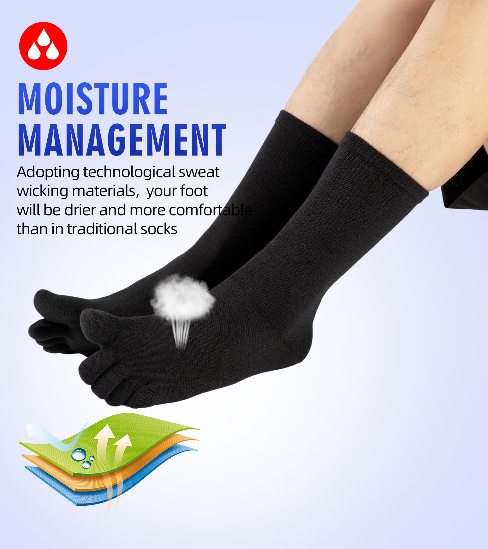 Coolmax - Calcetines de punta para mujeres y hombres, invisibles de corte bajo, alto rendimiento, 5 dedos, para correr, atlético, paquete de 3
