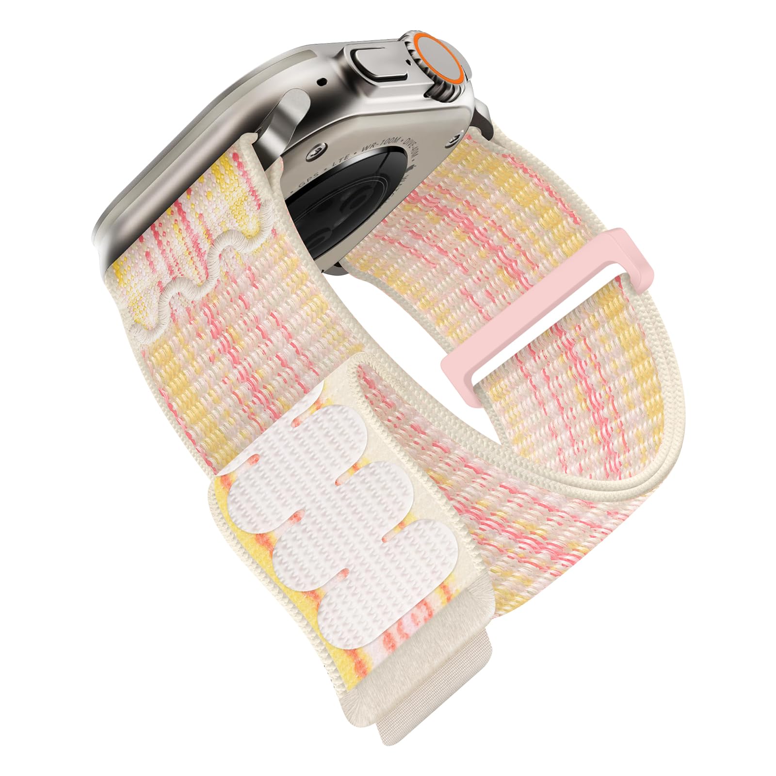 Nylon Band Compatible with Apple Watch Band 38mm 40mm 41mm 42mm 44mm 45mm 49mm for Men Women, Sport Loop Adjustable Wristbands for iWatch Series 9 8 7 6 5 4 3 2 1 SE (38mm/40mm/41mm, Starlight/Pink)