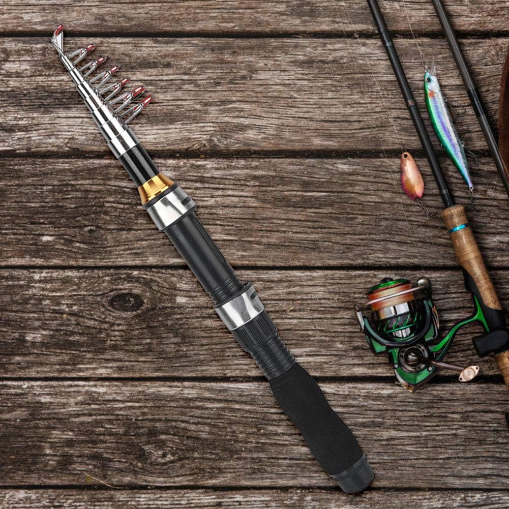 Mini Caña de Pescar 1.7m - Varilla de Pesca Portátil para Pesca en Agua Dulce y al Aire Ideal para Ríos y Lagos, Fibra de Carbono Ligera y Duradera, Fácil de Transportar para Pesca Recreativa