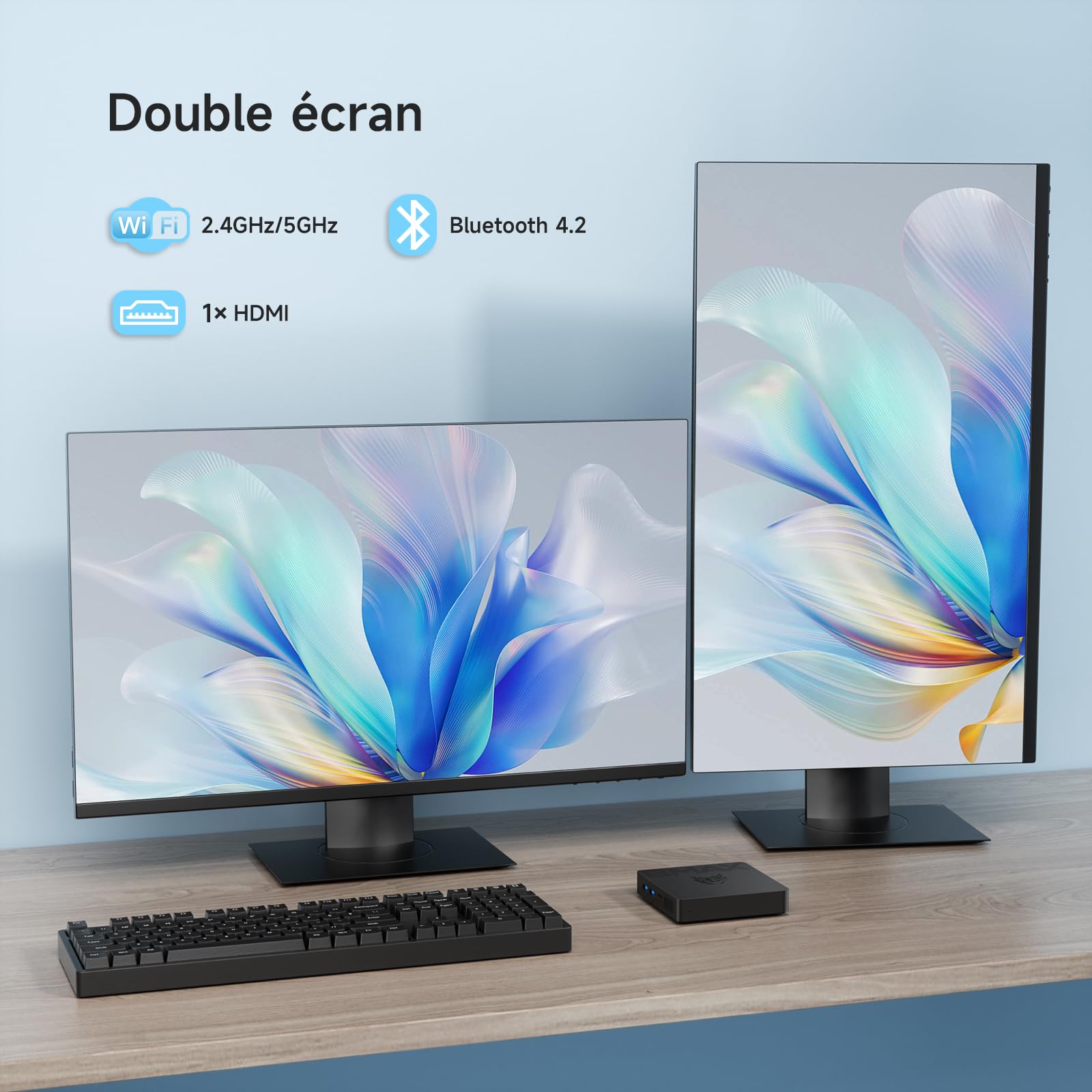 BMAX B1Pro Mini PC 8 Go DDR4 128 Go eMMC W-11 Pro Gemini Lake N4000 (jusqu'à 2,6 GHz) Double écran Prend en Charge 4K HDMI, WiFi 2,4 G/5 G, Bluetooth 4.2 PC Domestique, Ordinateur de Bureau