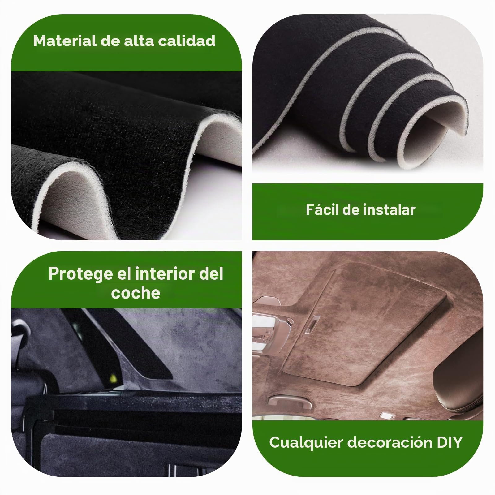 ACESOME Tela para techo de 4 mm de grosor, tela de 4 mm, revestimiento interior de tela para reparación de automóviles, ante para coche, accesorios interiores, Negro, 150 × 200 cm