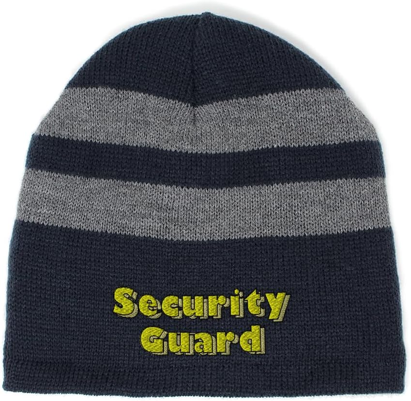 Custom Striped Beanie for Men & Women Security Guard Acrylic Fleece Skull Cap Hats 1 Size