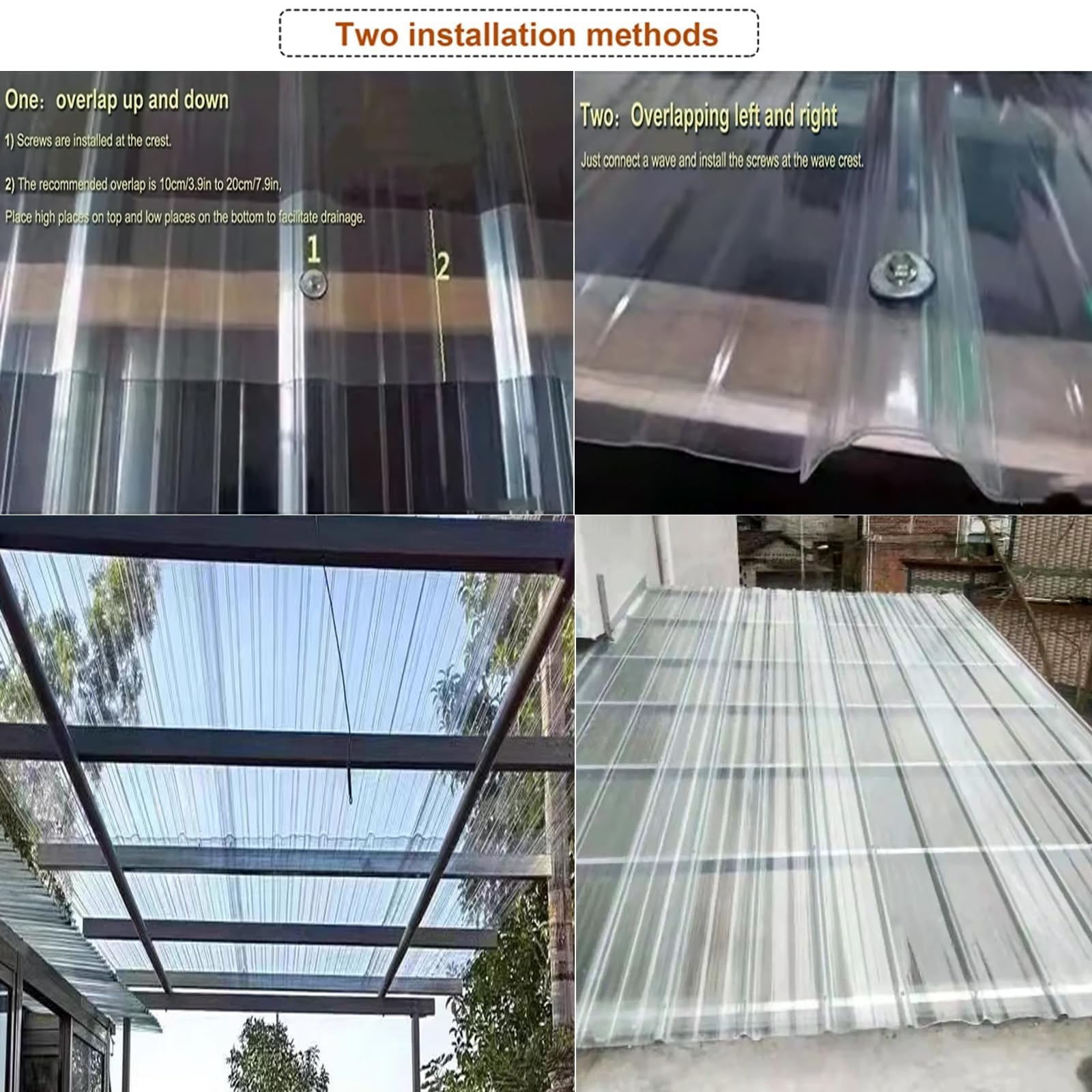 1mm Placa Ondulada,Planchas Transparentes Tejados,Paneles for Tejado a Prueba de Lluvia,Captadores de Luz,Chapa Tejado de Aislamiento,Lámina Techo,para Invernadero Cochera,1/3/6/7/9/10 piezas(6 Pcs,0.