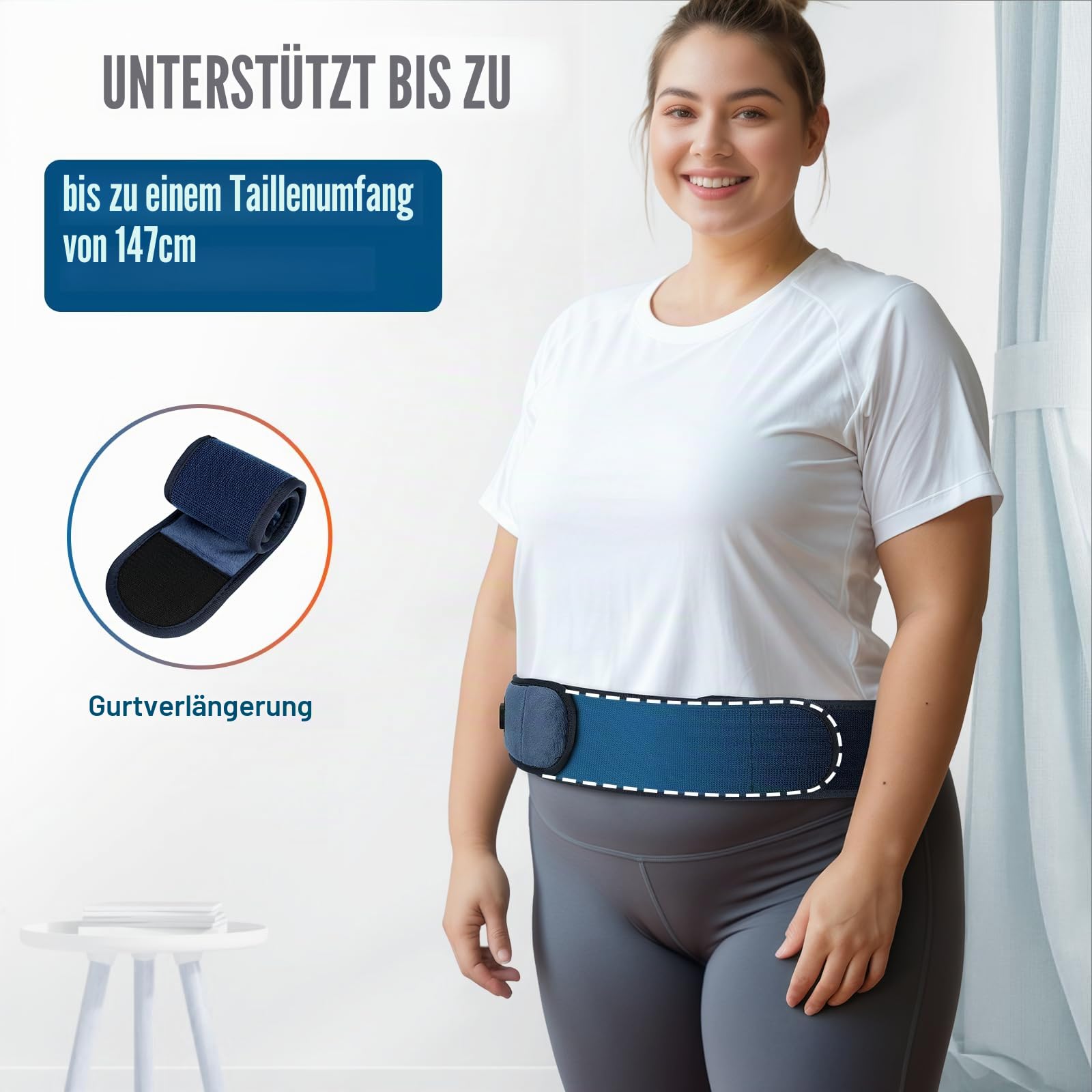 Comfytemp Heizgürtel für den Lendenbereich, kabellos, mit Vibrationsmassage, 3 Temperaturstufen & 3 Massagemodi, beheizter Rückengurt zum Entspannen der Rücken, automatische Abschaltung, 18 x 147 cm