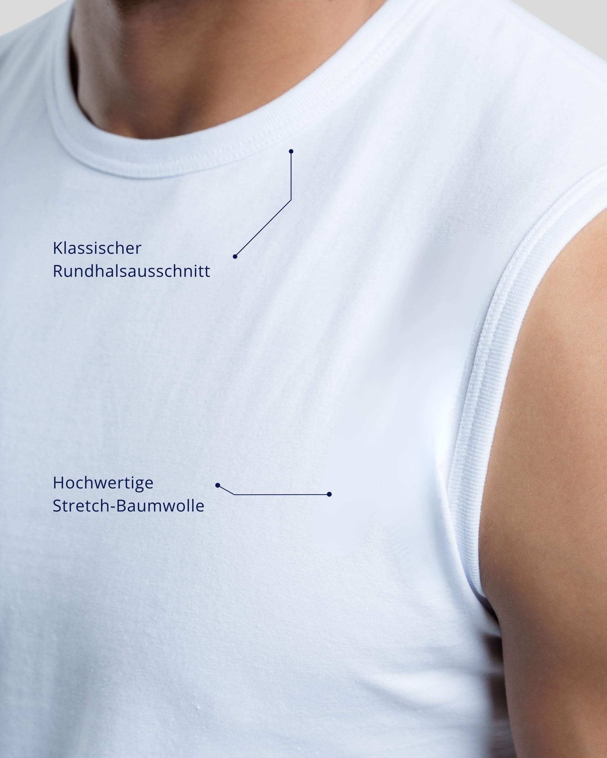 SKIPPER 3er Pack Herren Tank Top Ärmellose T-Shirts Weiß – Stretch Baumwolle, atmungsaktiv & formstabil – Slim Fit S-3XL