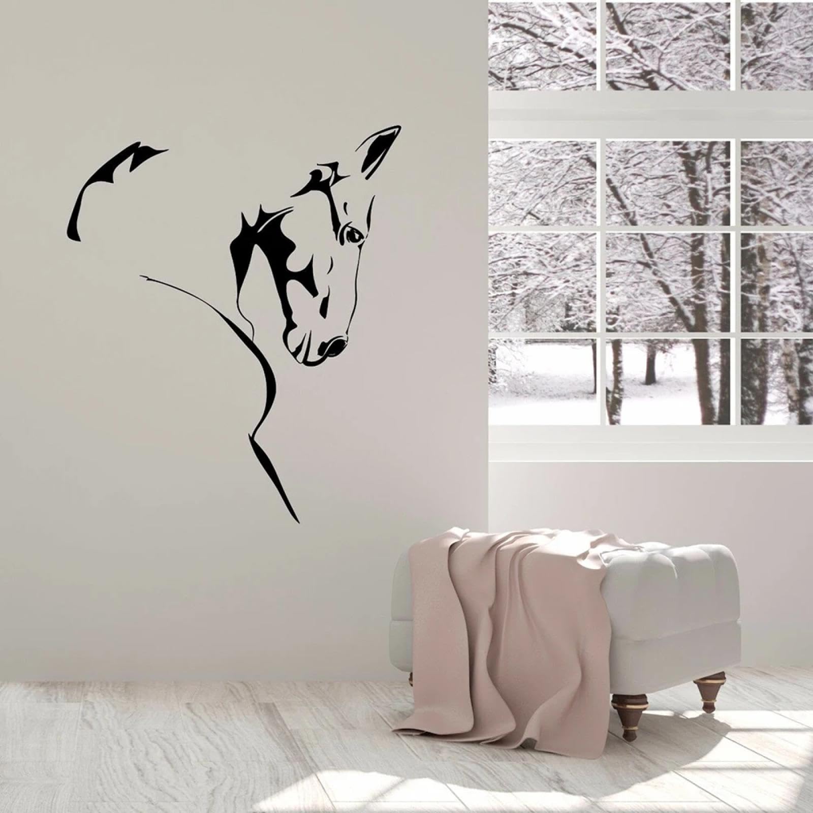 Decoración moderna de salón con vinilo de pared de caballo abstracto