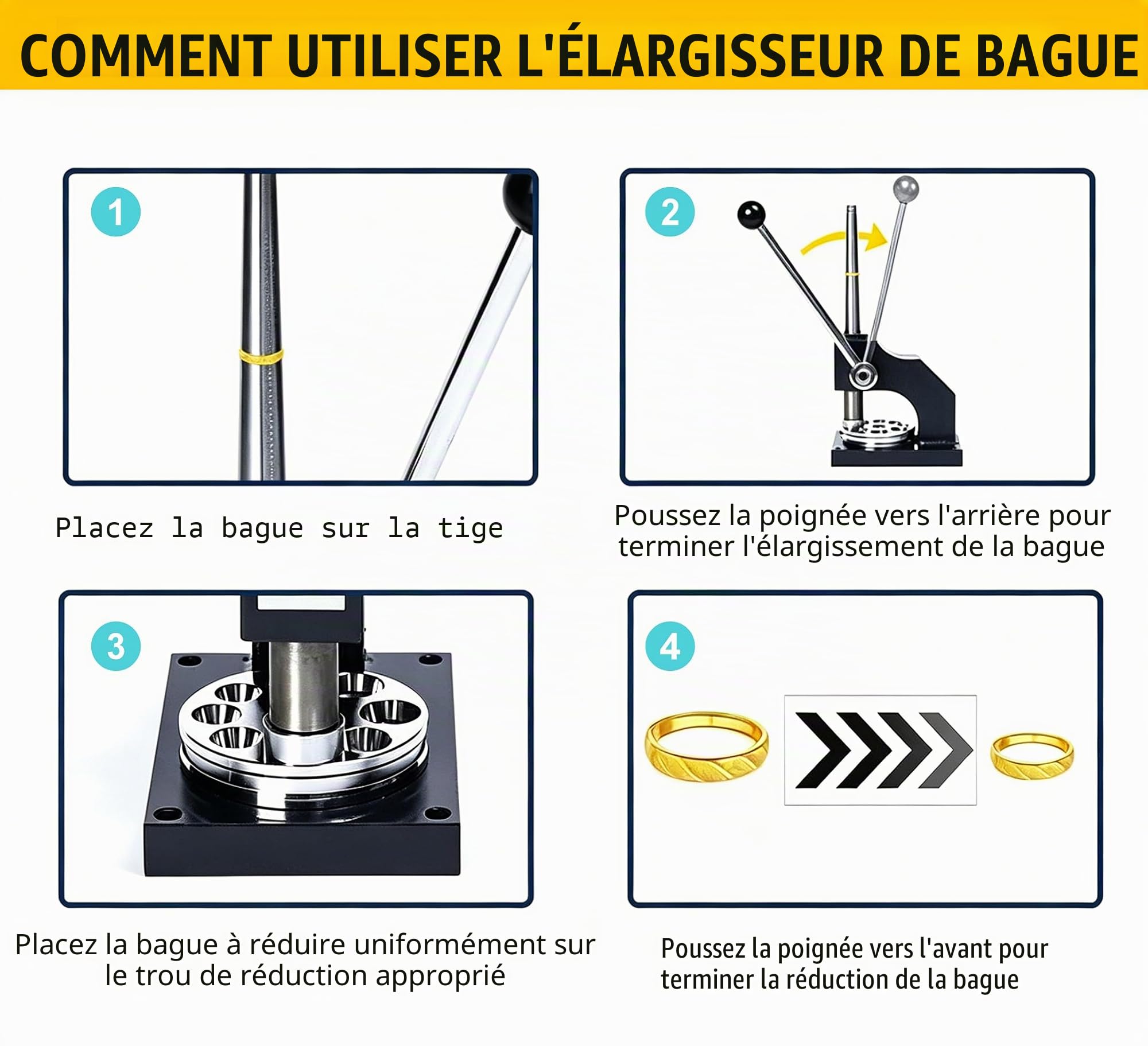 GEMKIT Écarteur et Réducteur de Bagues Professionnel, Machine Manuelle de Redimensionnement, Outil d’Ajustement de Taille pour Bijouterie, Machine pour Agrandir et Réduire les Anneaux, HH-A01