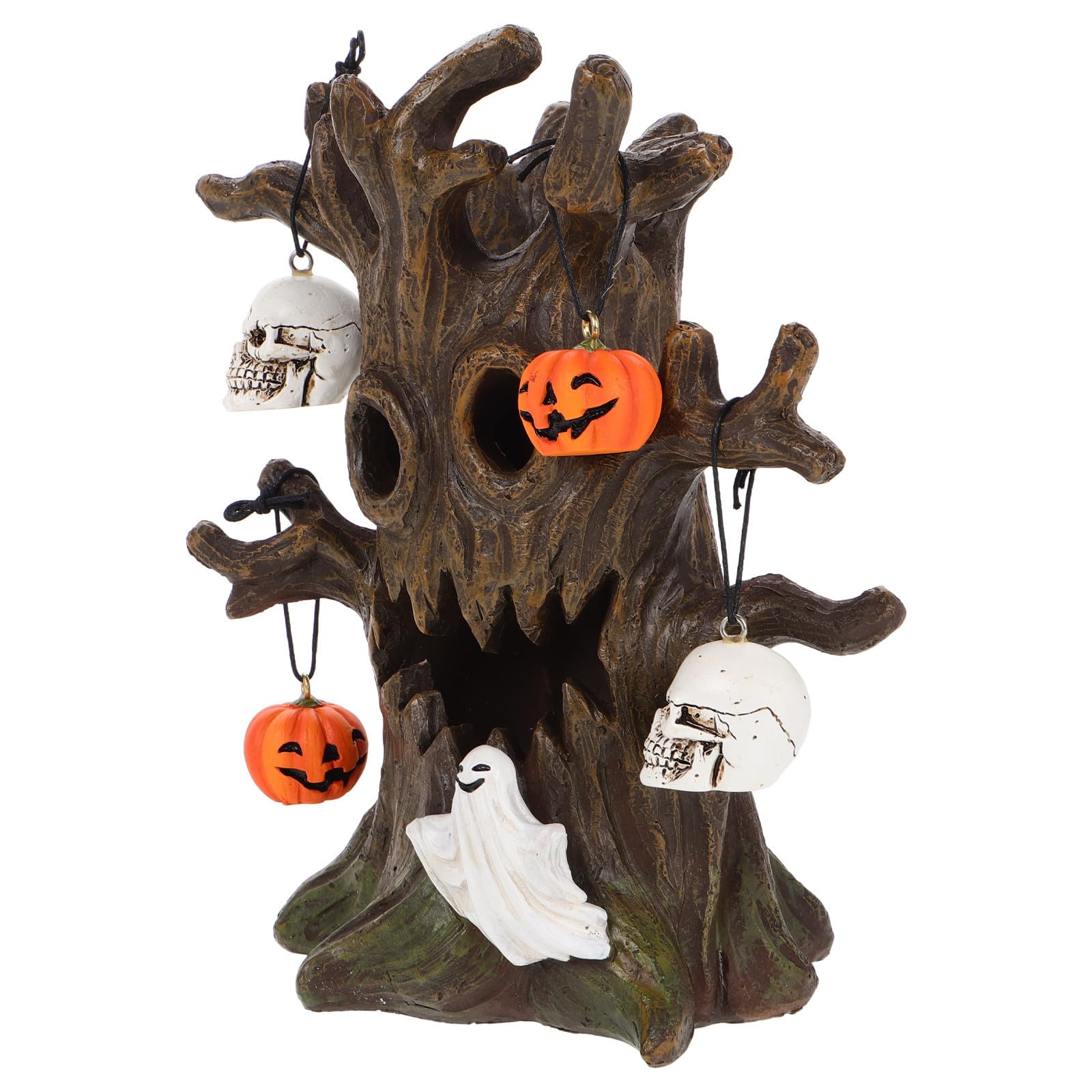Kichvoe Decorazione di Halloween in Resina Teschio, Zucca e Albero Luminoso, Atmosfera Spettrale la Casa, per Addobbi Festivi Interni e Tavoli