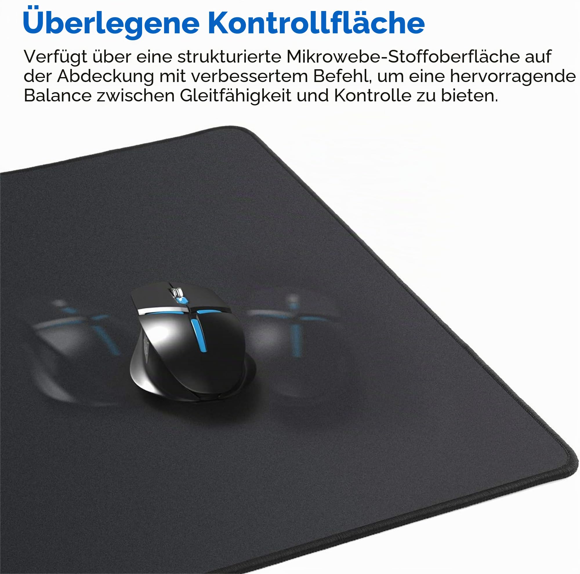 LL-COEUR Schwarz Verlängert Gaming Mausmatte 140x60x0,3cm, Groß Schreibtischunterlage Mäusepad Verbessert Präzision und Geschwindigkeit (1400x600x3mm)