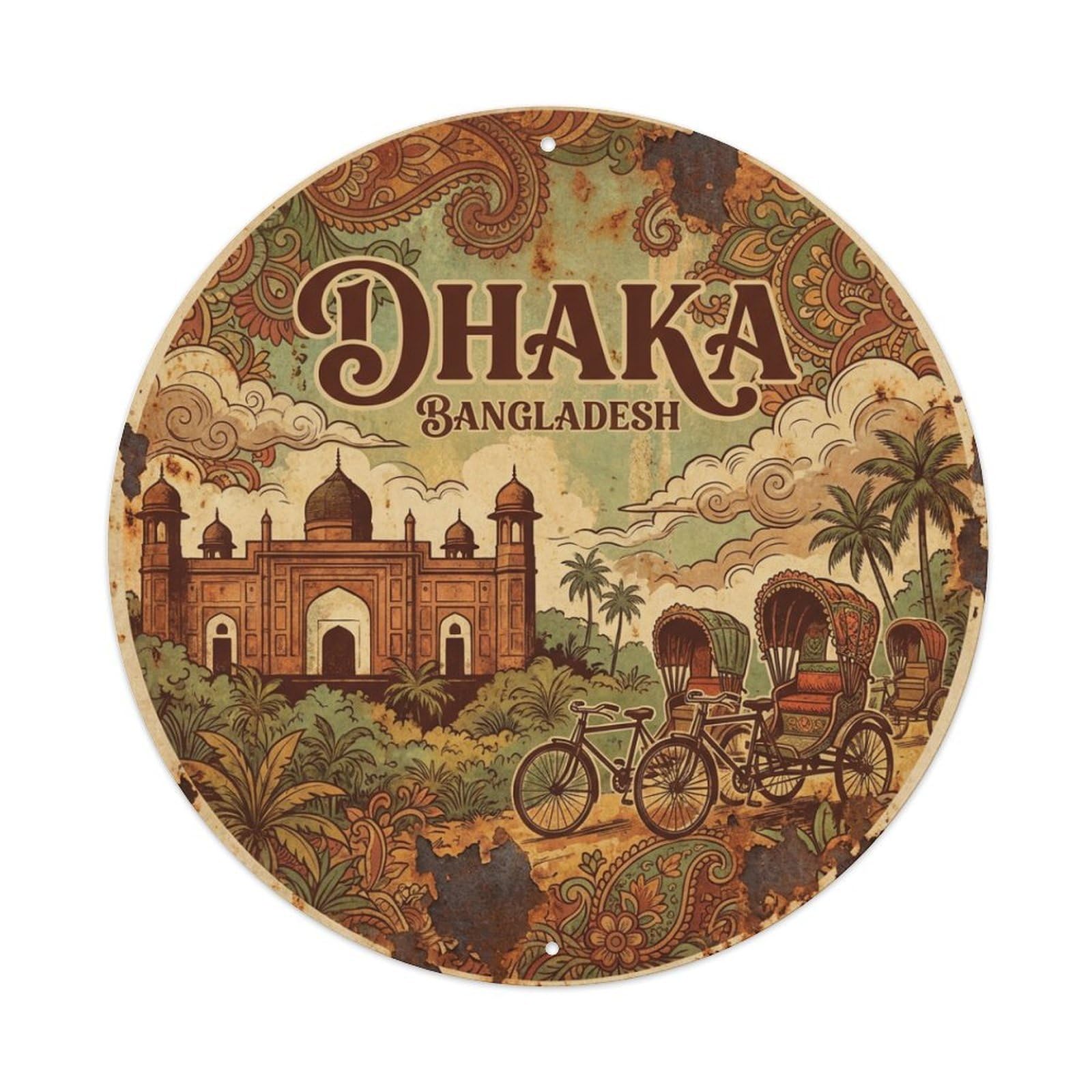 Vintage Travel Bangladesh Dhaka Metal Tin Sign