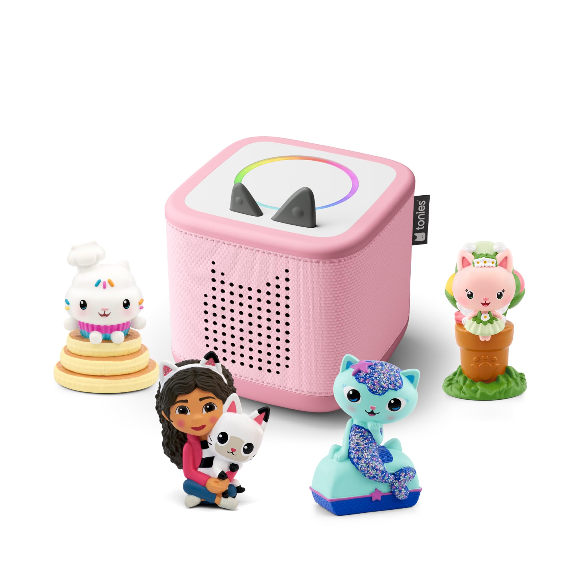 Toniebox 2 Audio Gabby's Dollhouse Bundle for Kids (Gabby, Mercat, Kitty Fairy, Cakey Cat) - Pink