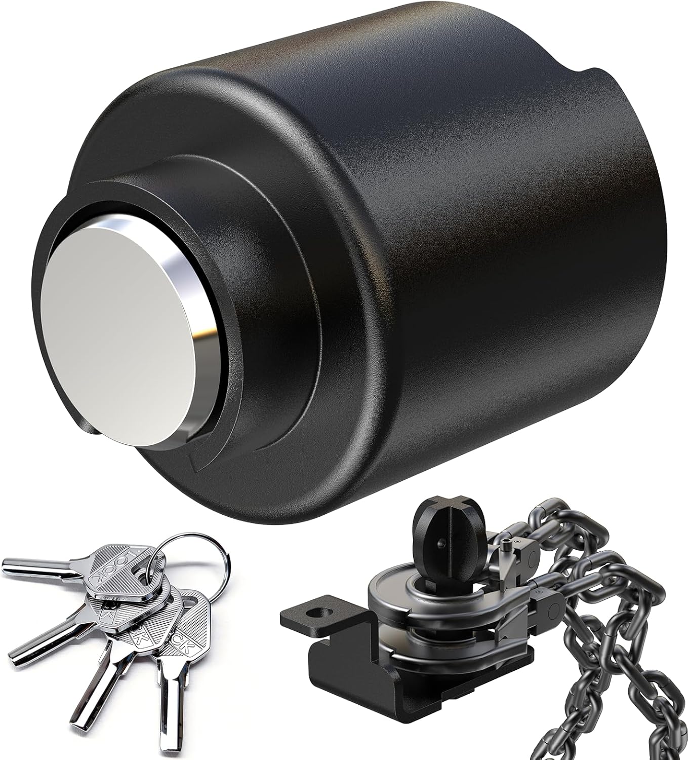 Fookoo Heavy Duty Trailer Lock Fits 2 5/16" Couplers Anti-Theft Ball Hitch Lock Safety Chains Pry-Resistant Tongue Lock Secure for RV, Camper, Boat, ATV, Dump, Cargo, Flatbed, Utility Trailers - Blue