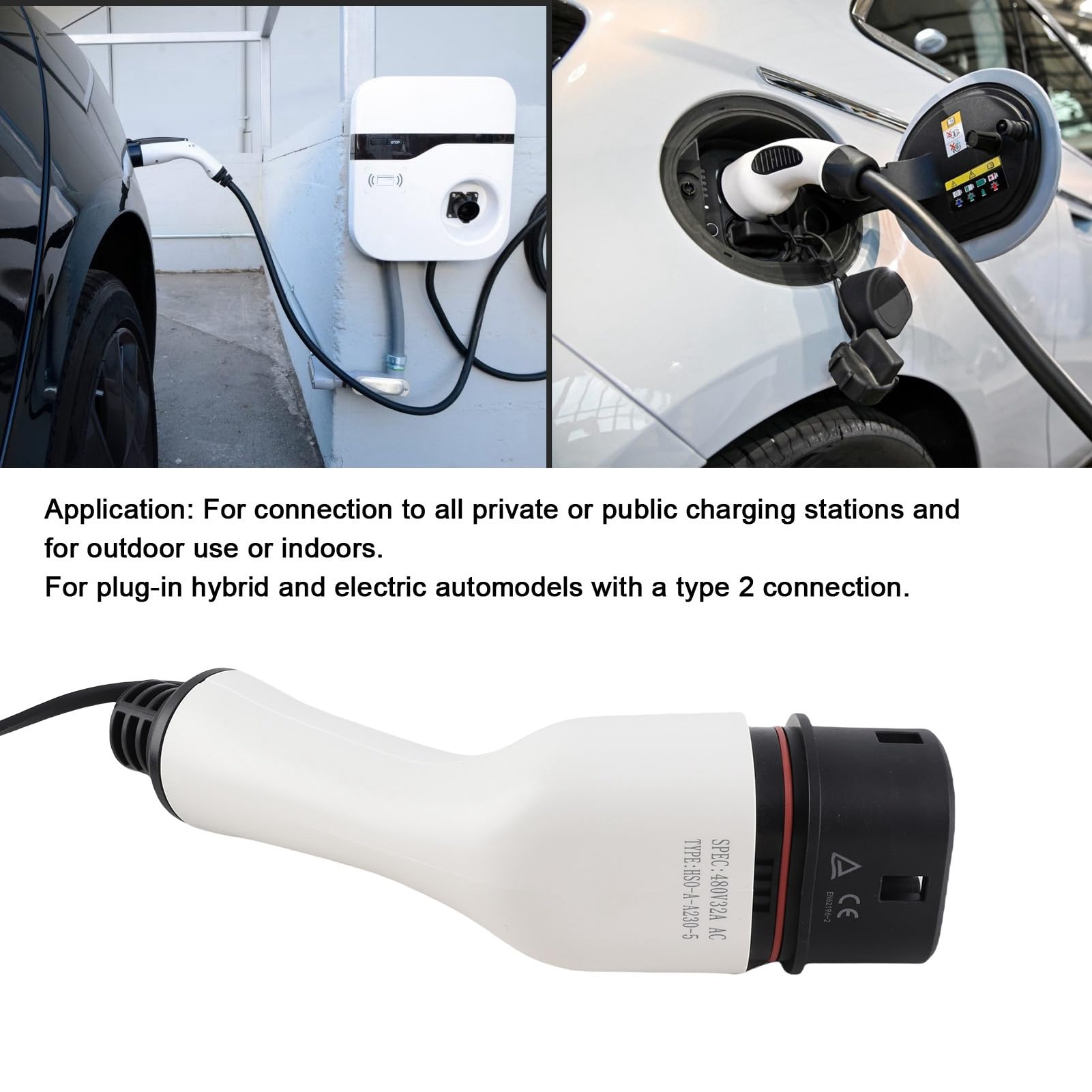 Female Connector for EV Charger, Female Plug for New Energy Vehicles 32A IP44 Protection for Type 2 PHEV EV EU 480V Battery Chargers and Starters