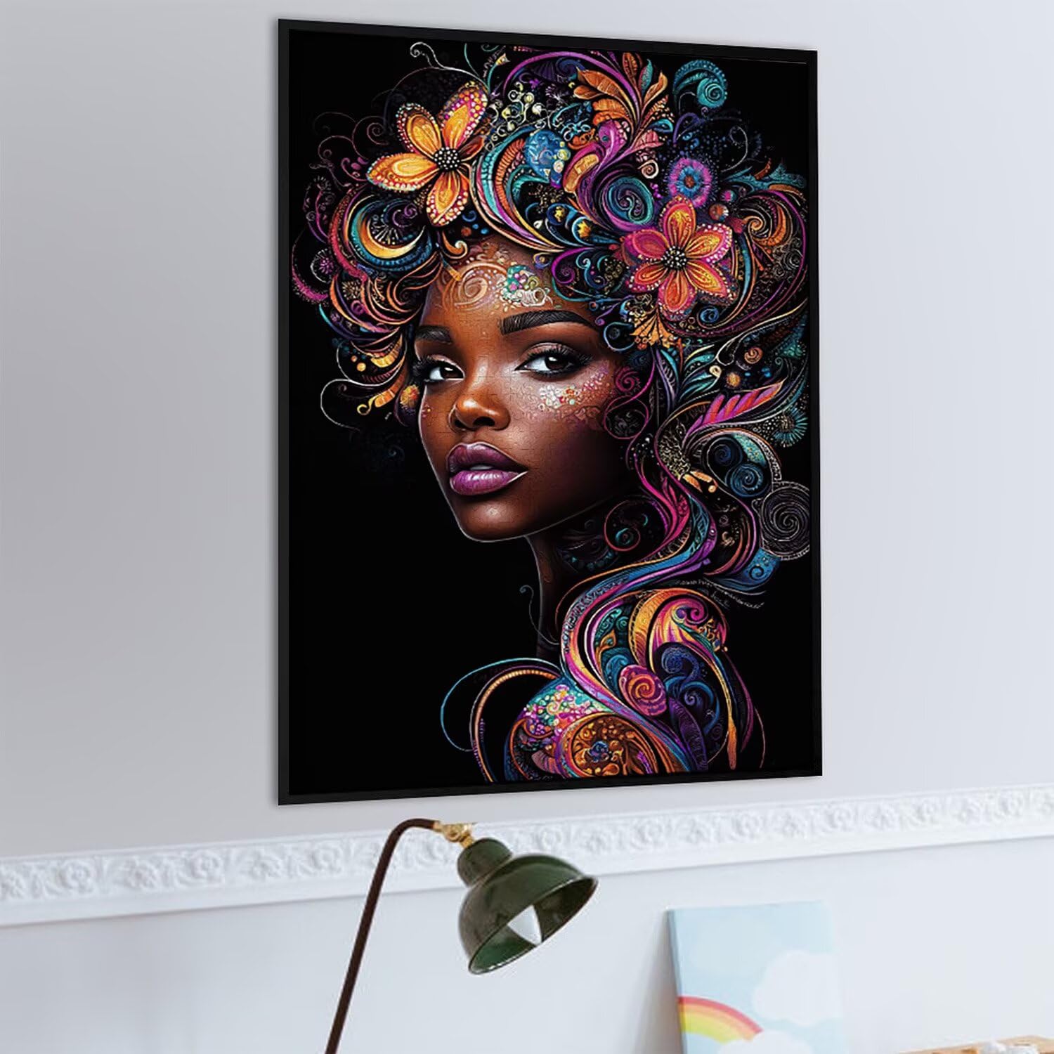 Puzzle dla dorosłych, 1000 sztuk, czarna kobieta, 1000 elementów, puzzle dla dorosłych, gra edukacyjna, 76 x 50 cm, odpowiednie do dekompresji i dekoracji ścian pokoju, prezenty j-318