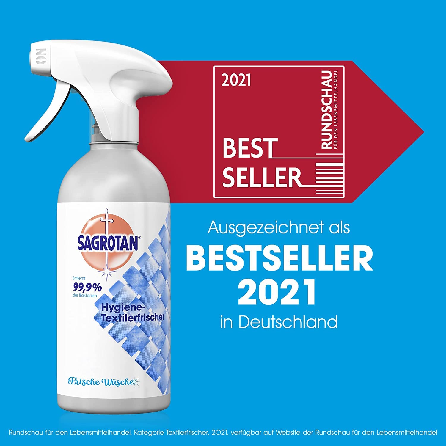 Sagrotan Hygiene-Textilerfrischer Frische Wäsche – Entfernt festsitzende Gerüche & geruchsbildende Bakterien – Für Kleidung & Wohntextilien – 8 x 500 ml